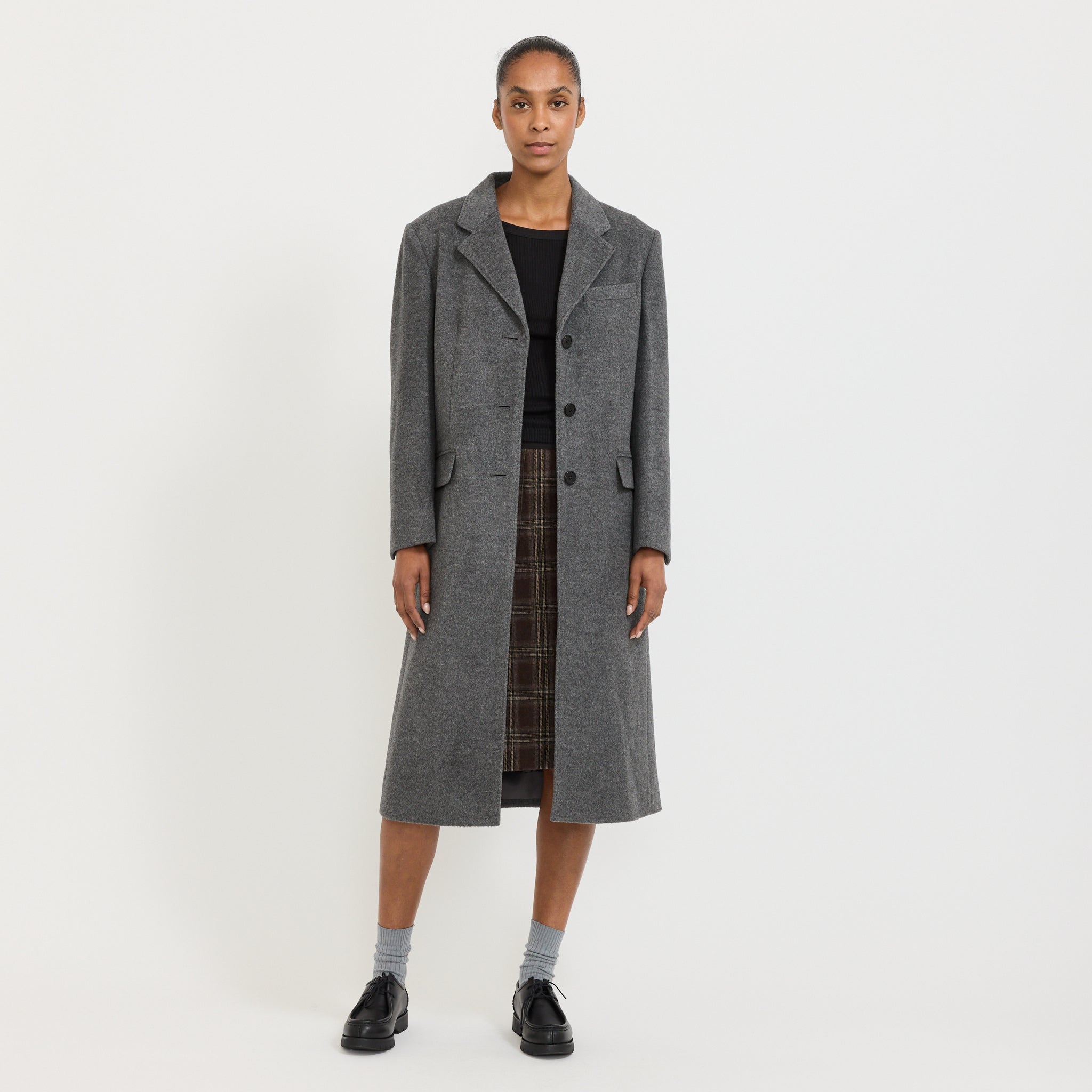 Essential Cashmere Singlet Coat Melange Grey