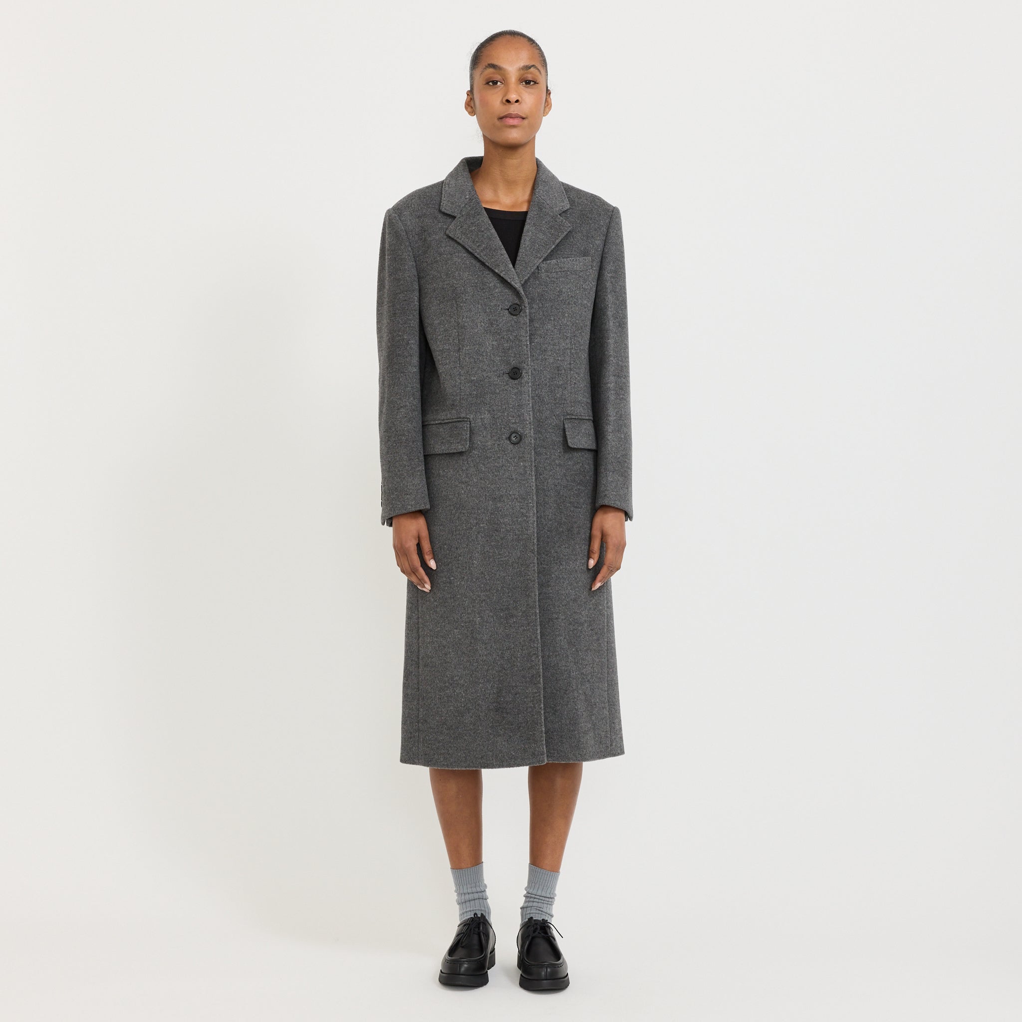 Essential Cashmere Singlet Coat Melange Grey