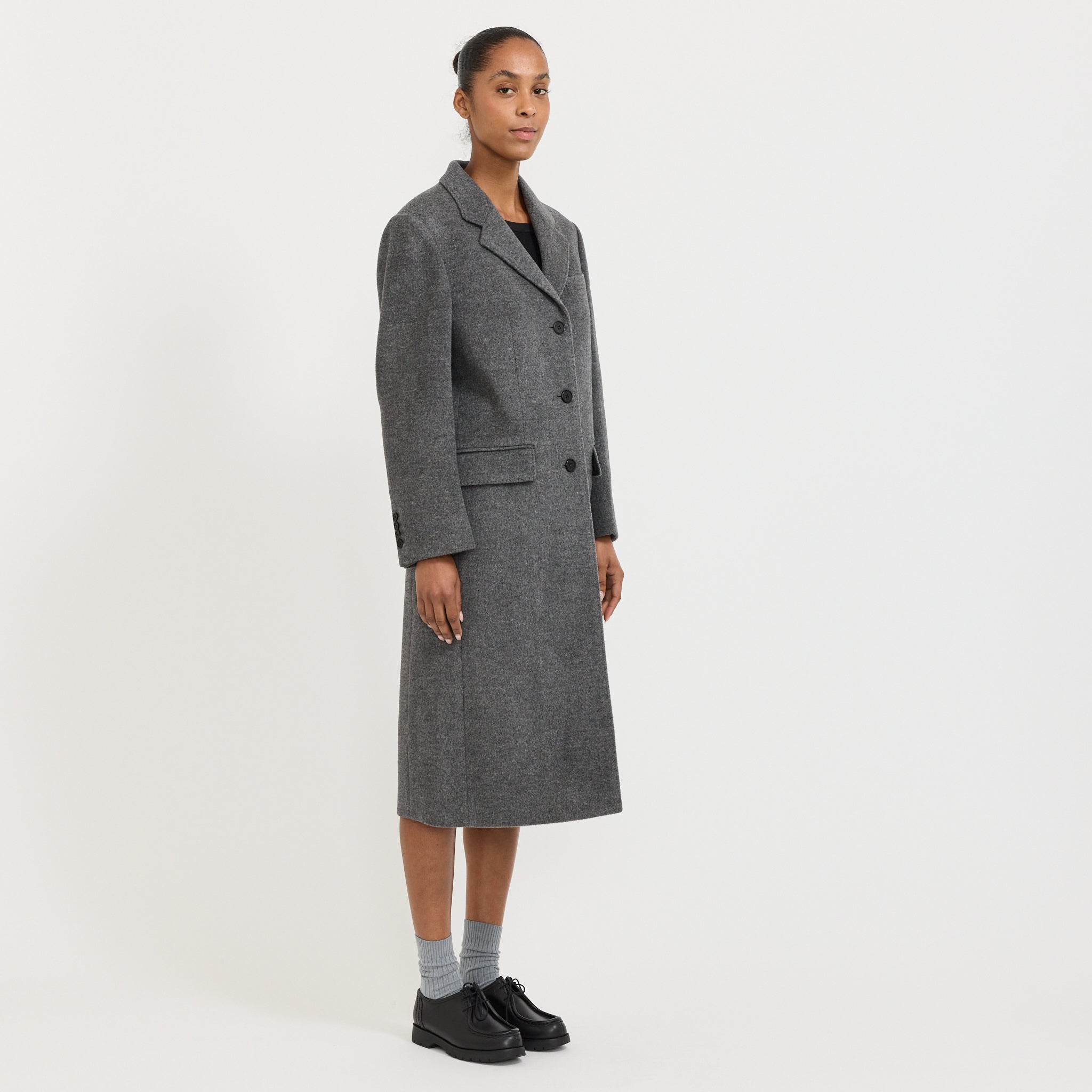 Essential Cashmere Singlet Coat Melange Grey