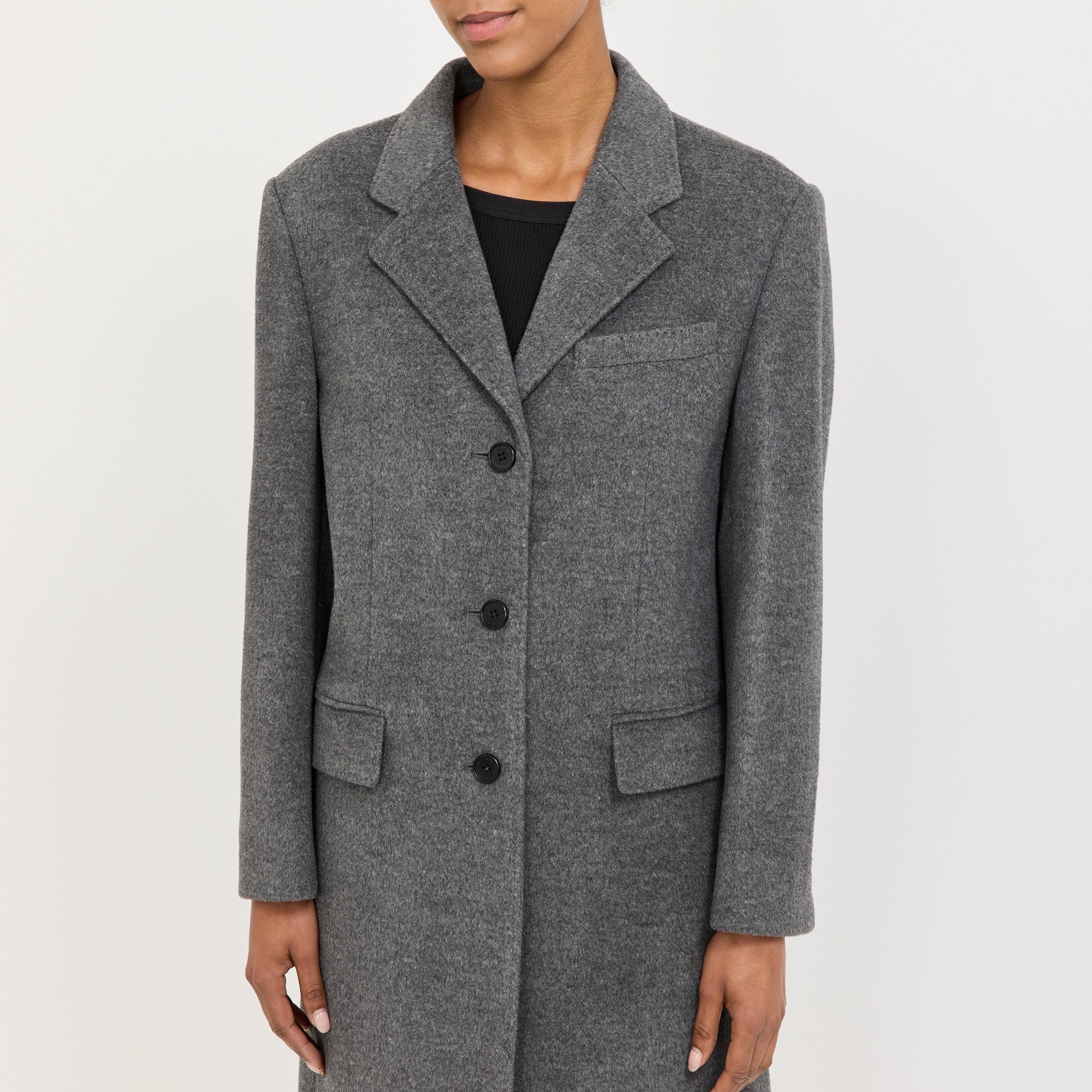 Essential Cashmere Singlet Coat Melange Grey