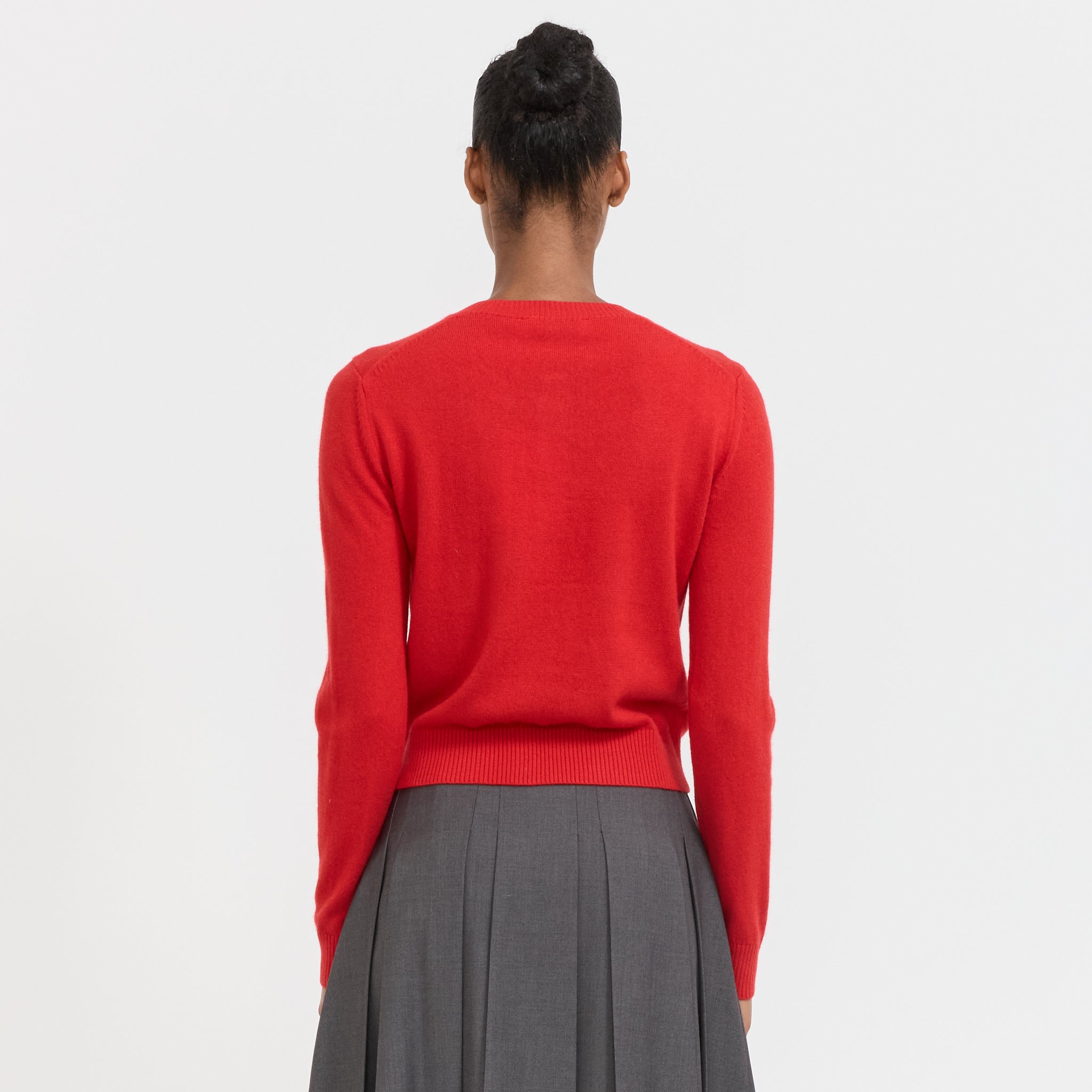 Essential Crewneck Knit Cardigan Tomato Red