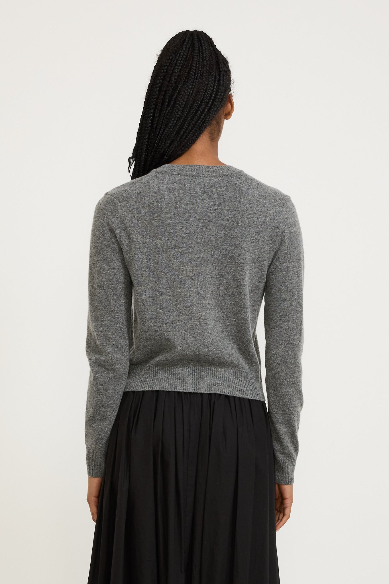 Essential Crewneck Knit Cardigan Melange Grey