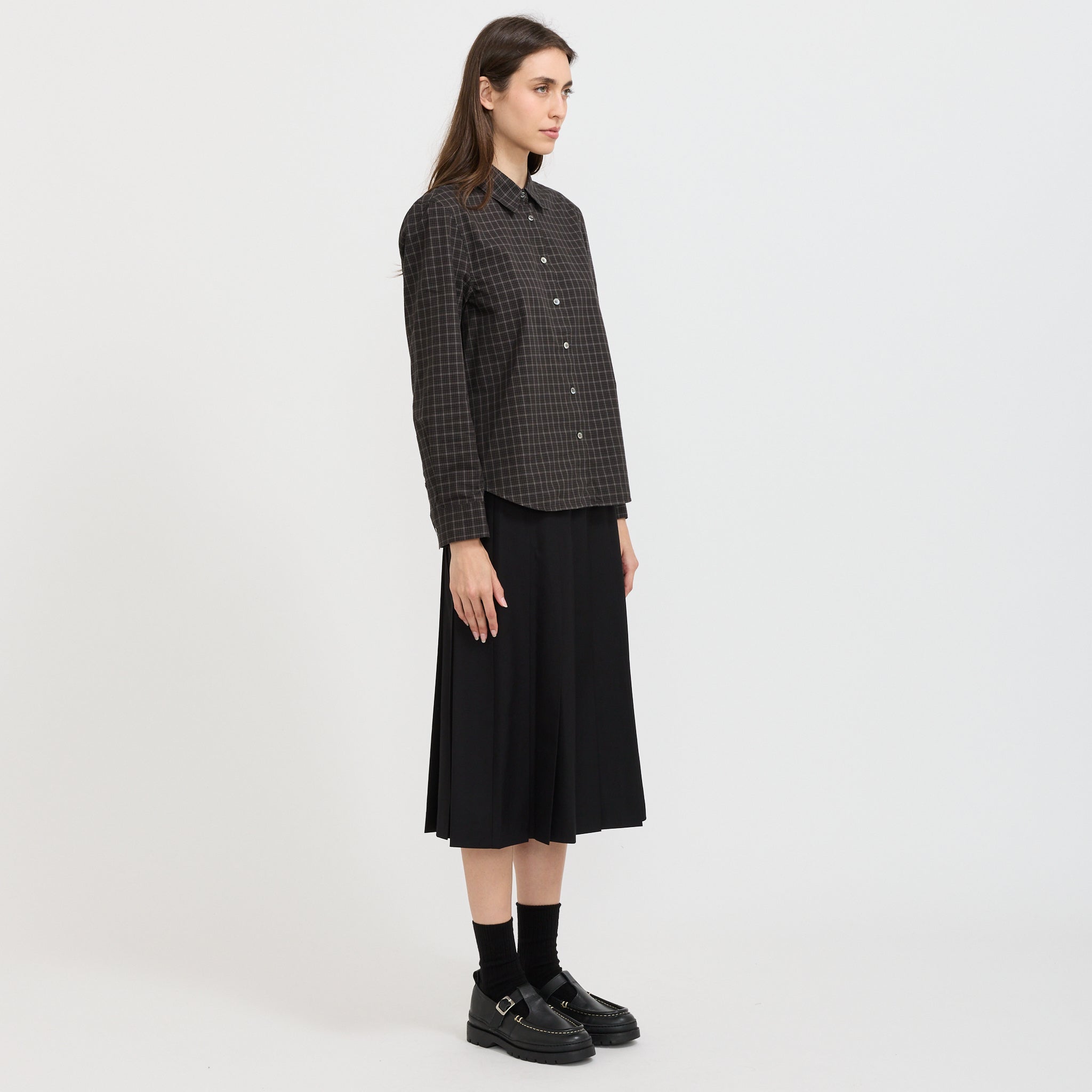 Essential Slim Checkered Shirt Black