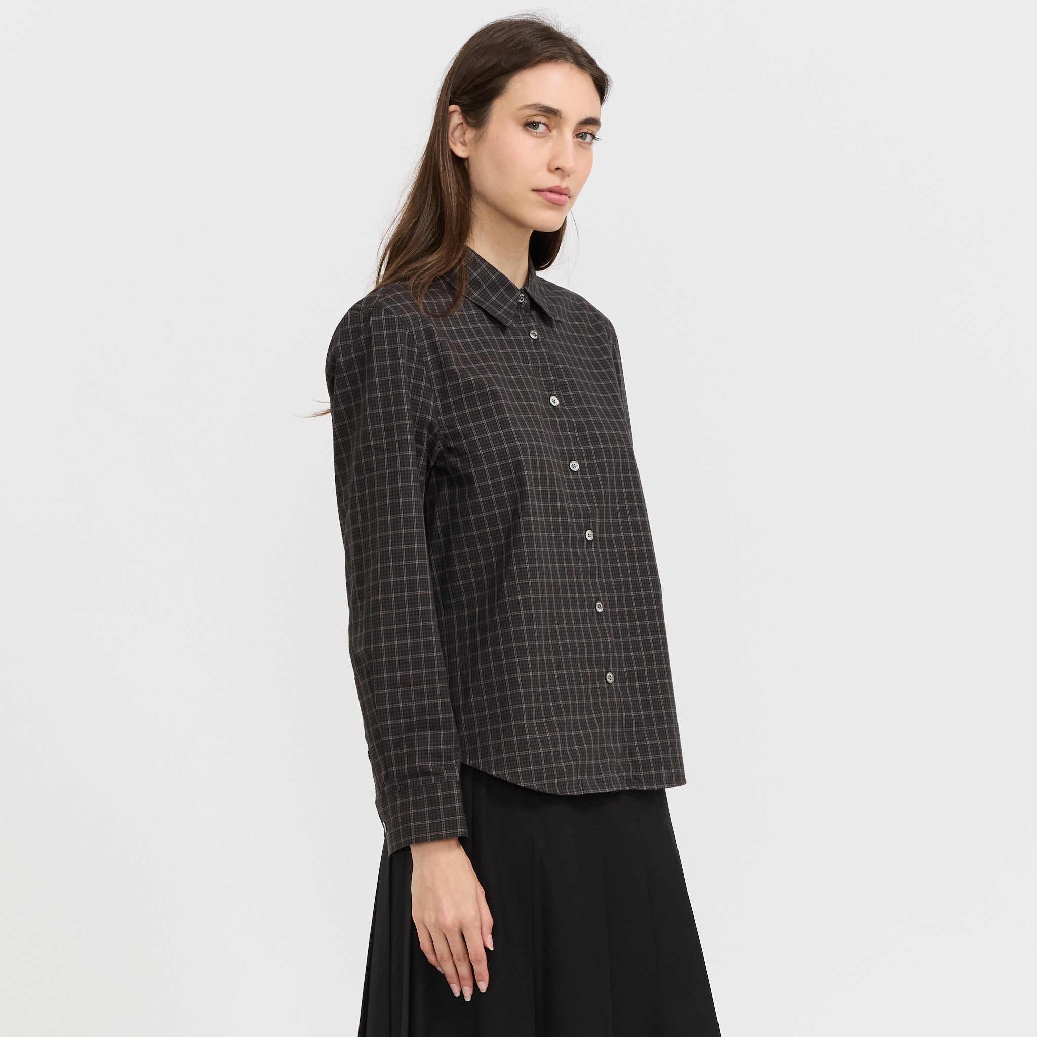 Essential Slim Checkered Shirt Black