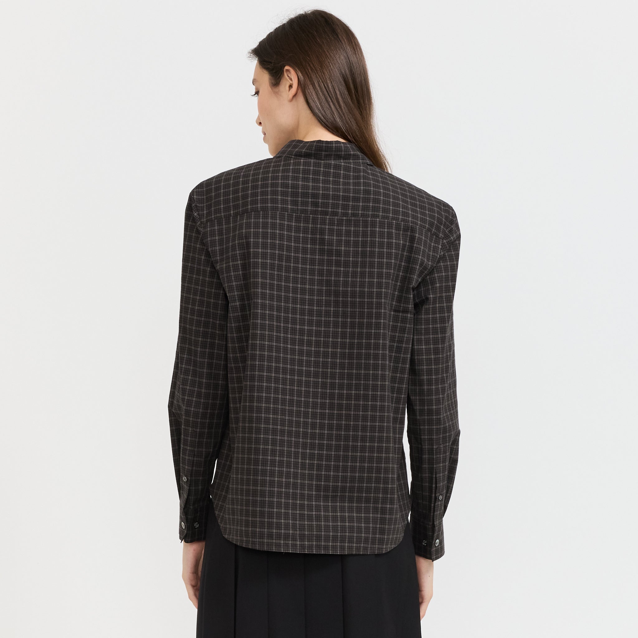 Essential Slim Checkered Shirt Black