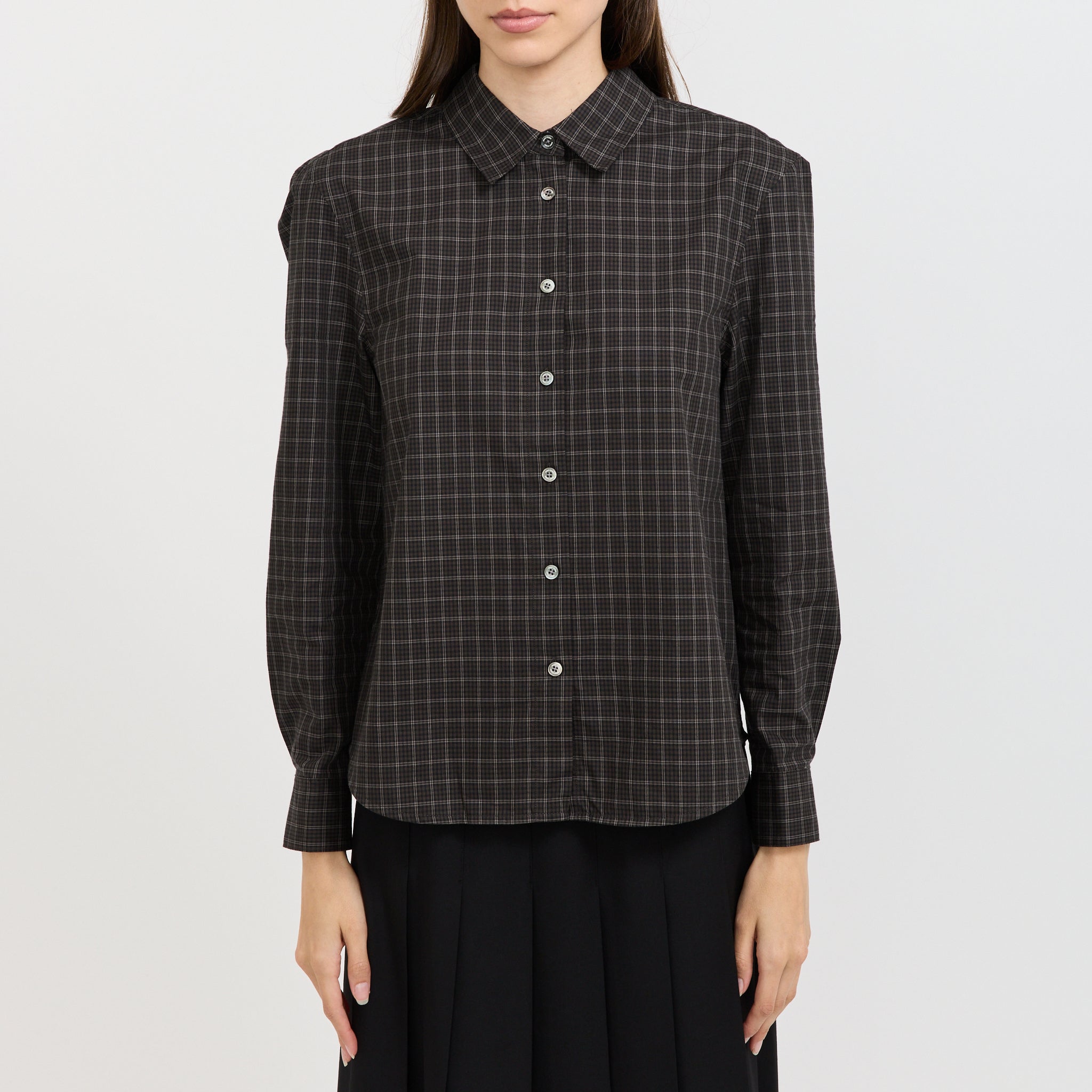 Essential Slim Checkered Shirt Black
