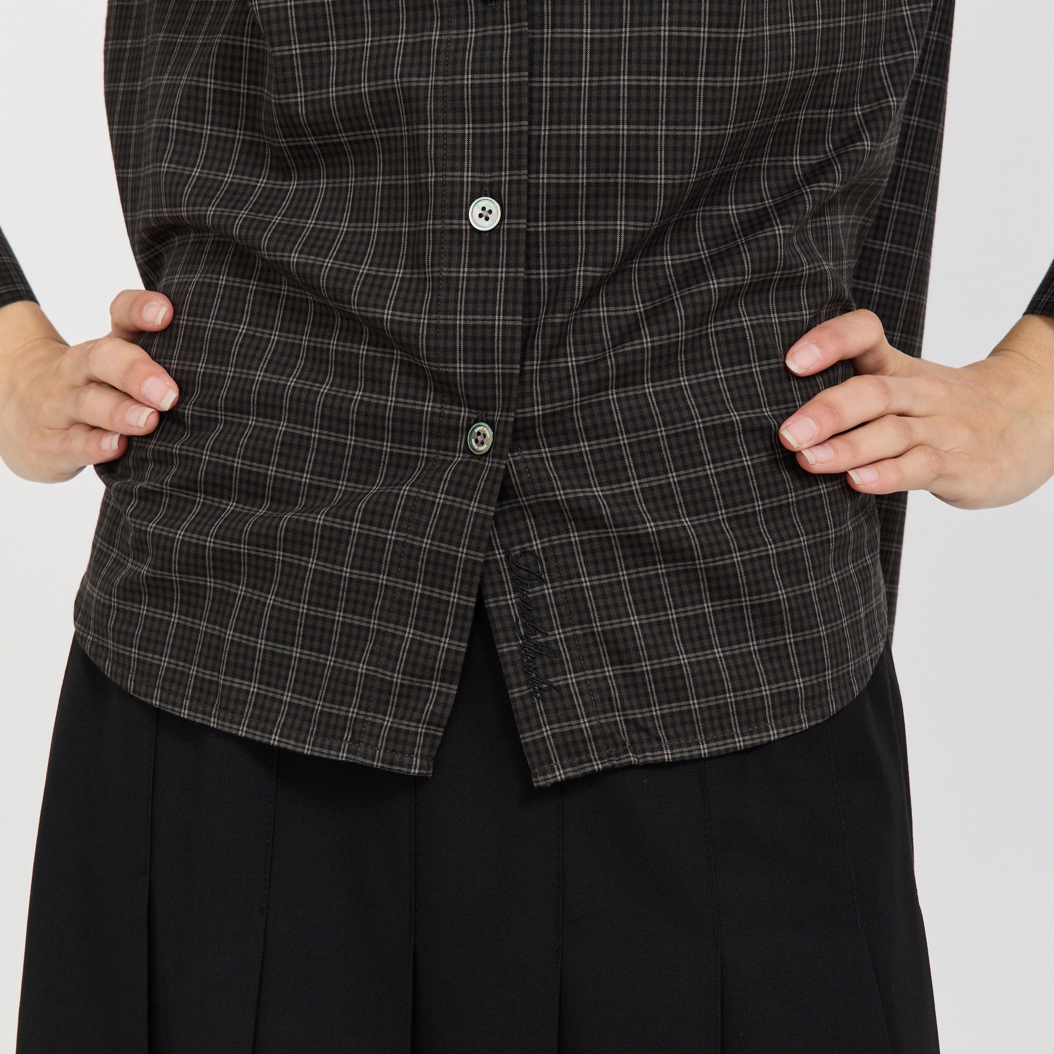 Essential Slim Checkered Shirt Black