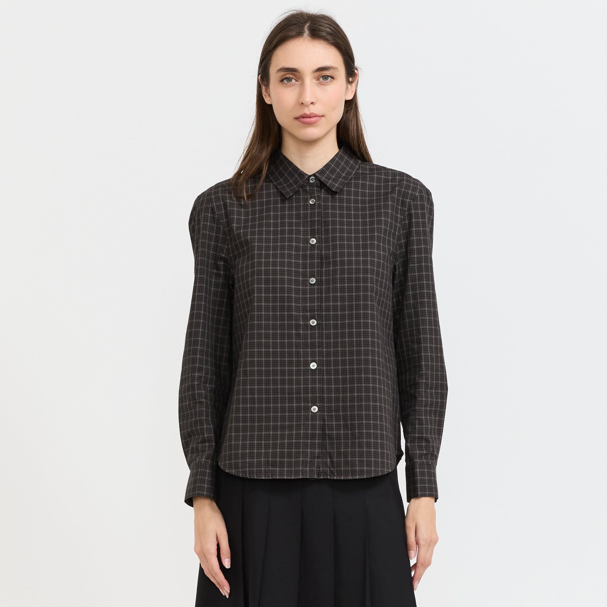 Essential Slim Checkered Shirt Black
