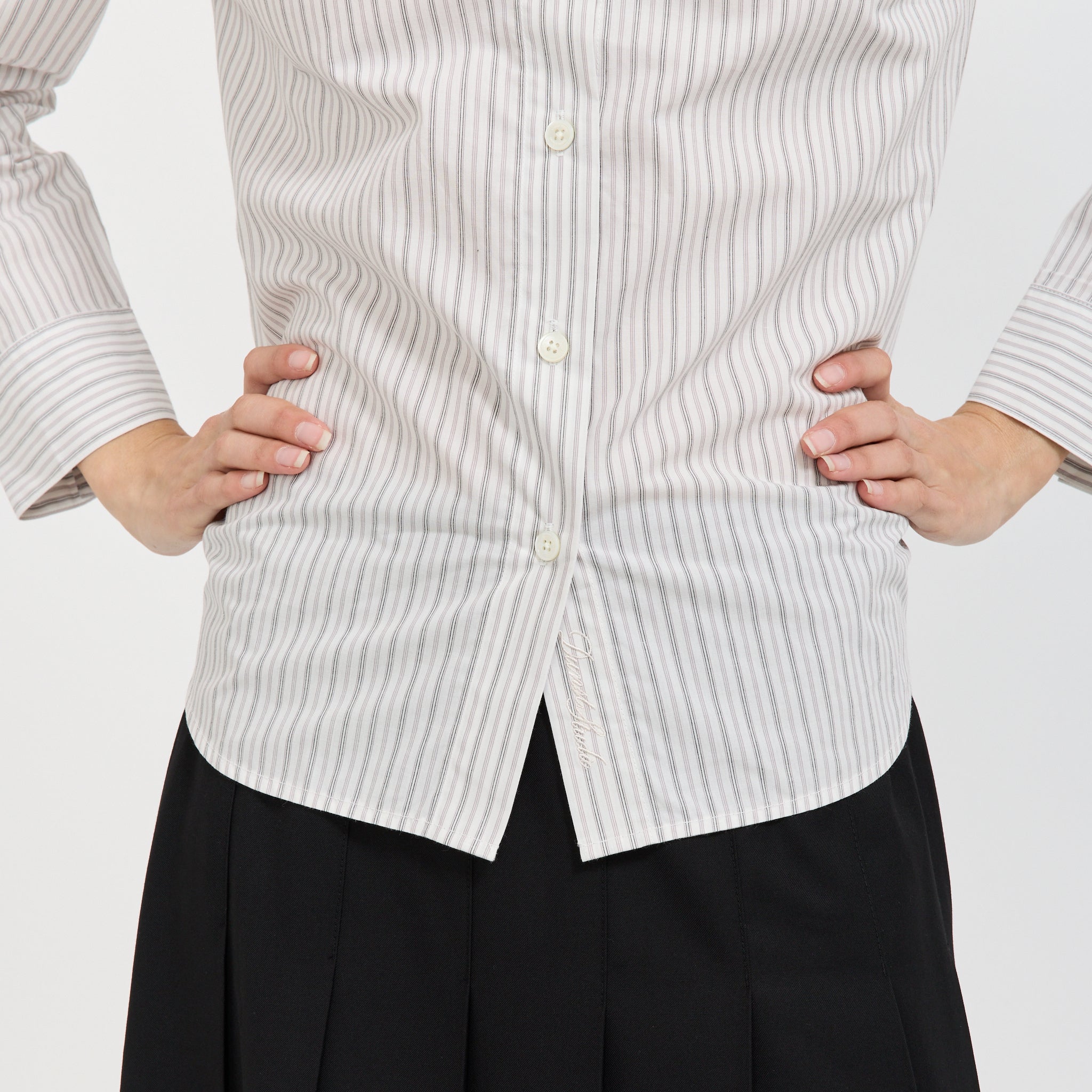 Essential Slim Striped Shirt Grey Stripe