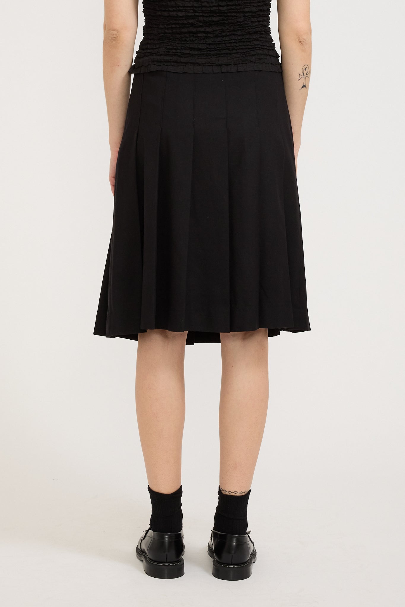 Dunst | Flannel Pleats Midi Skirt Black | Maplestore