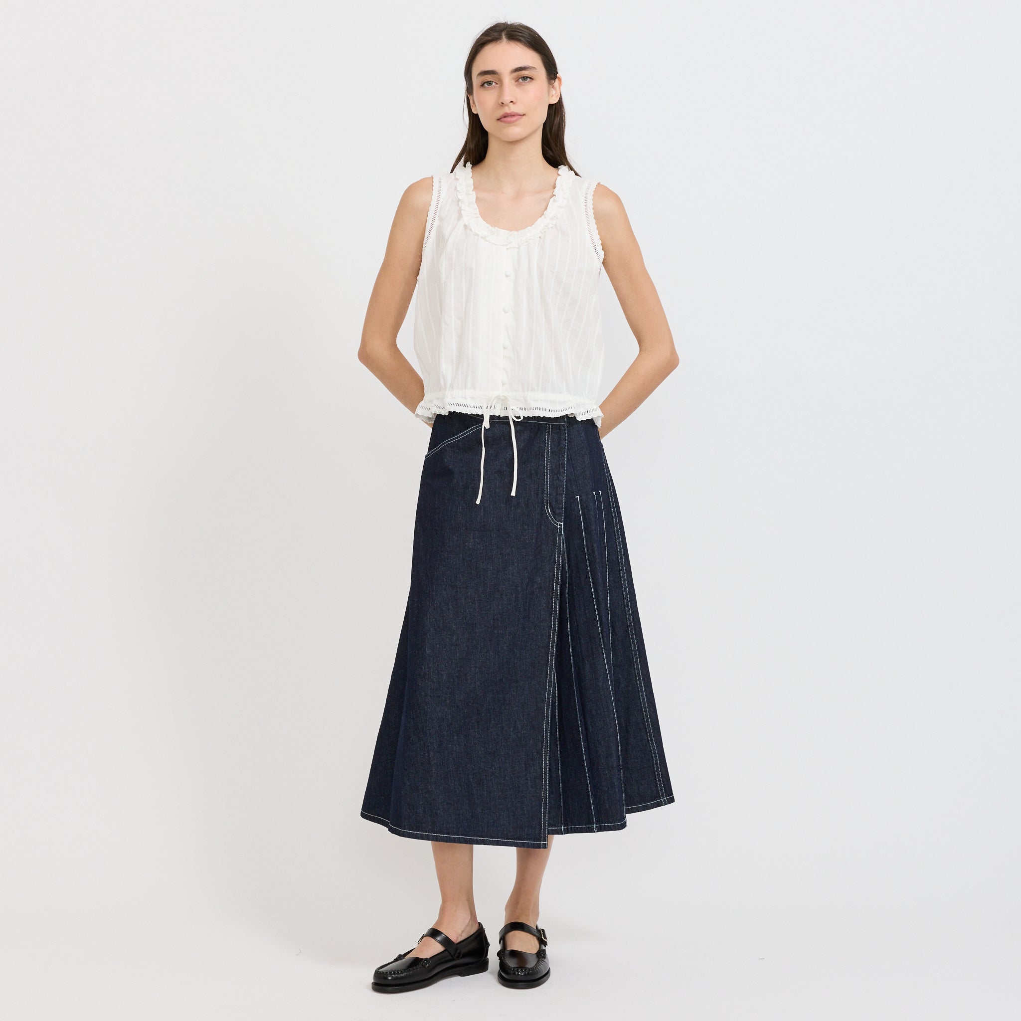 Frilled Sleeveless Blouse White