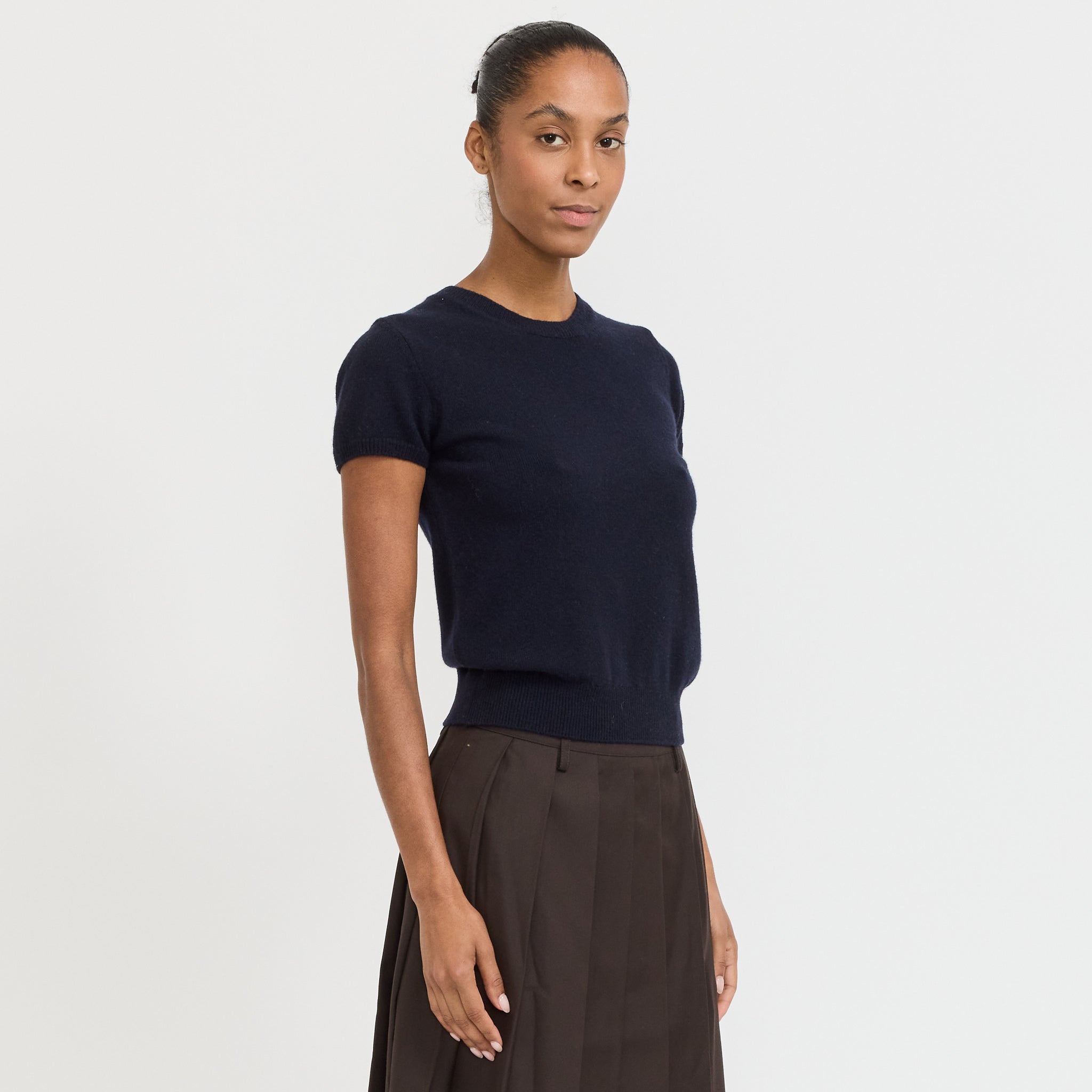 Dunst | Half Sleeve Knit Top Navy | Maplestore