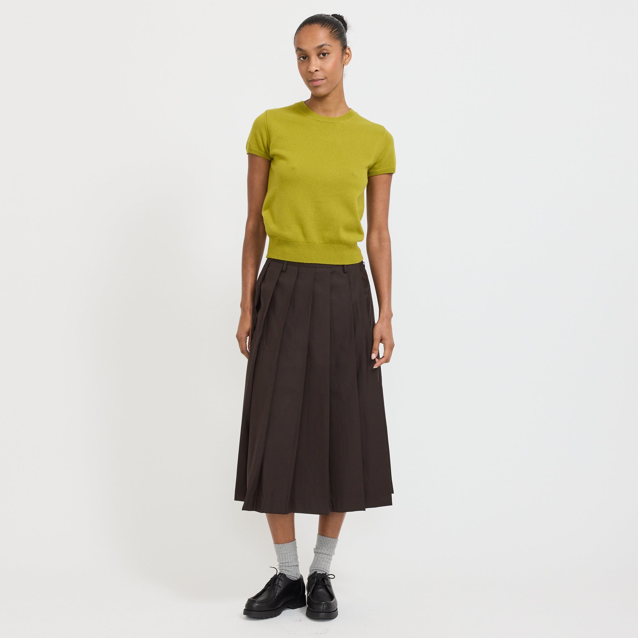 Dunst | Half Sleeve Knit Top Olive | Maplestore