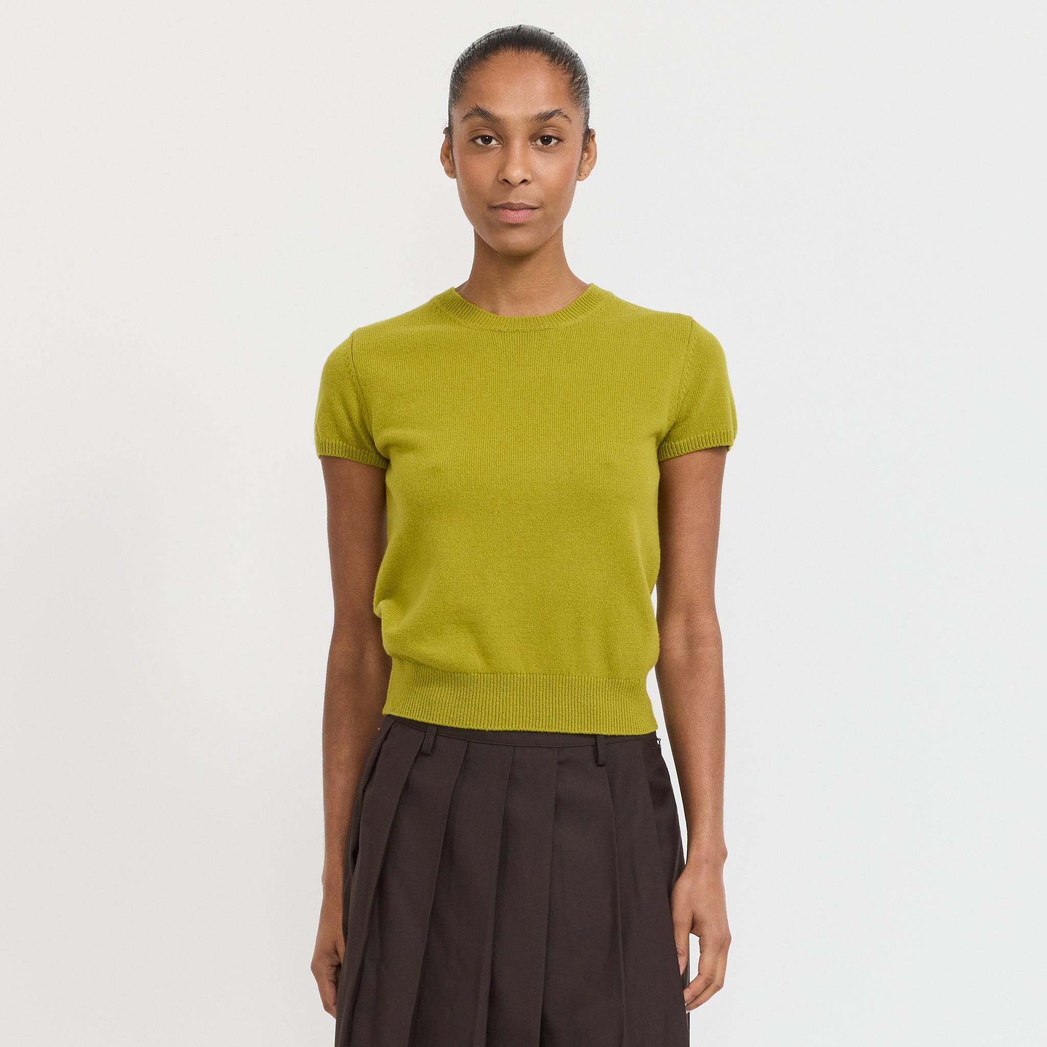 Dunst | Half Sleeve Knit Top Olive | Maplestore