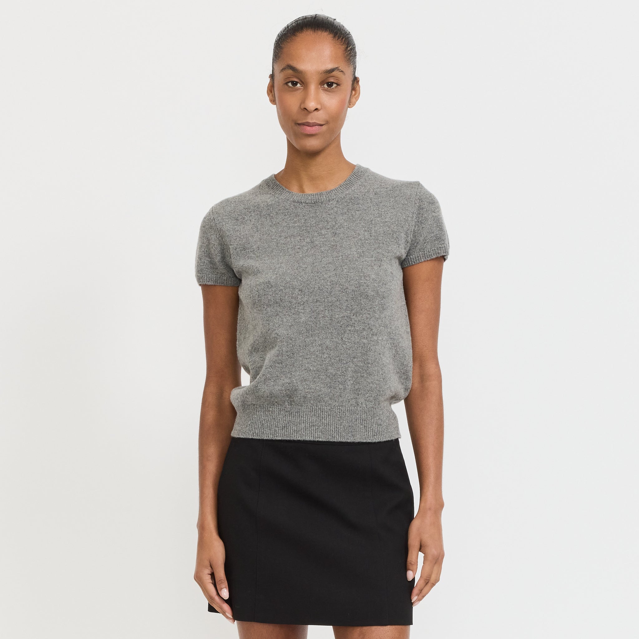 Dunst | Half Sleeve Knit Top Melange Grey | Maplestore