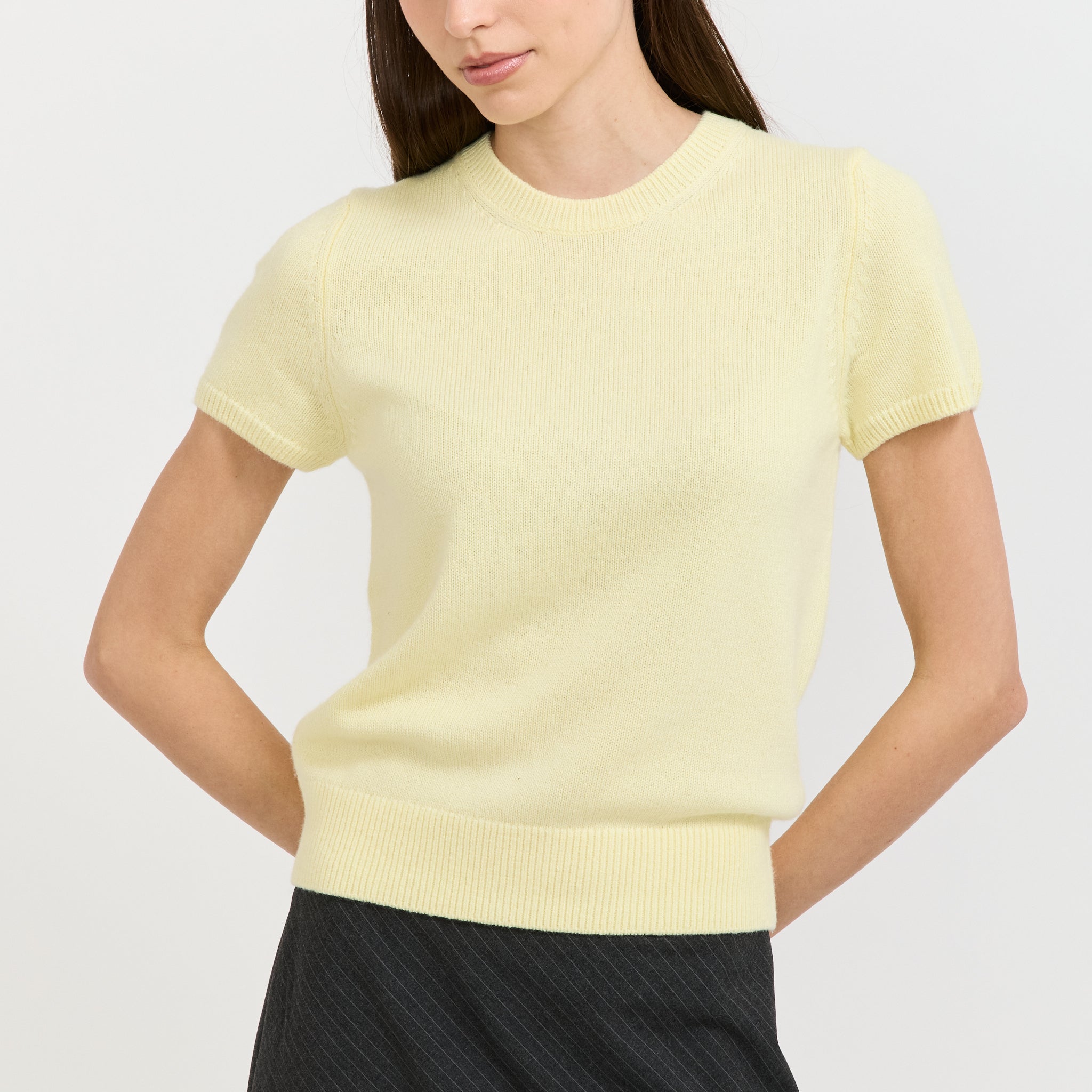 Half Sleeve Knit Top Lemon Butter