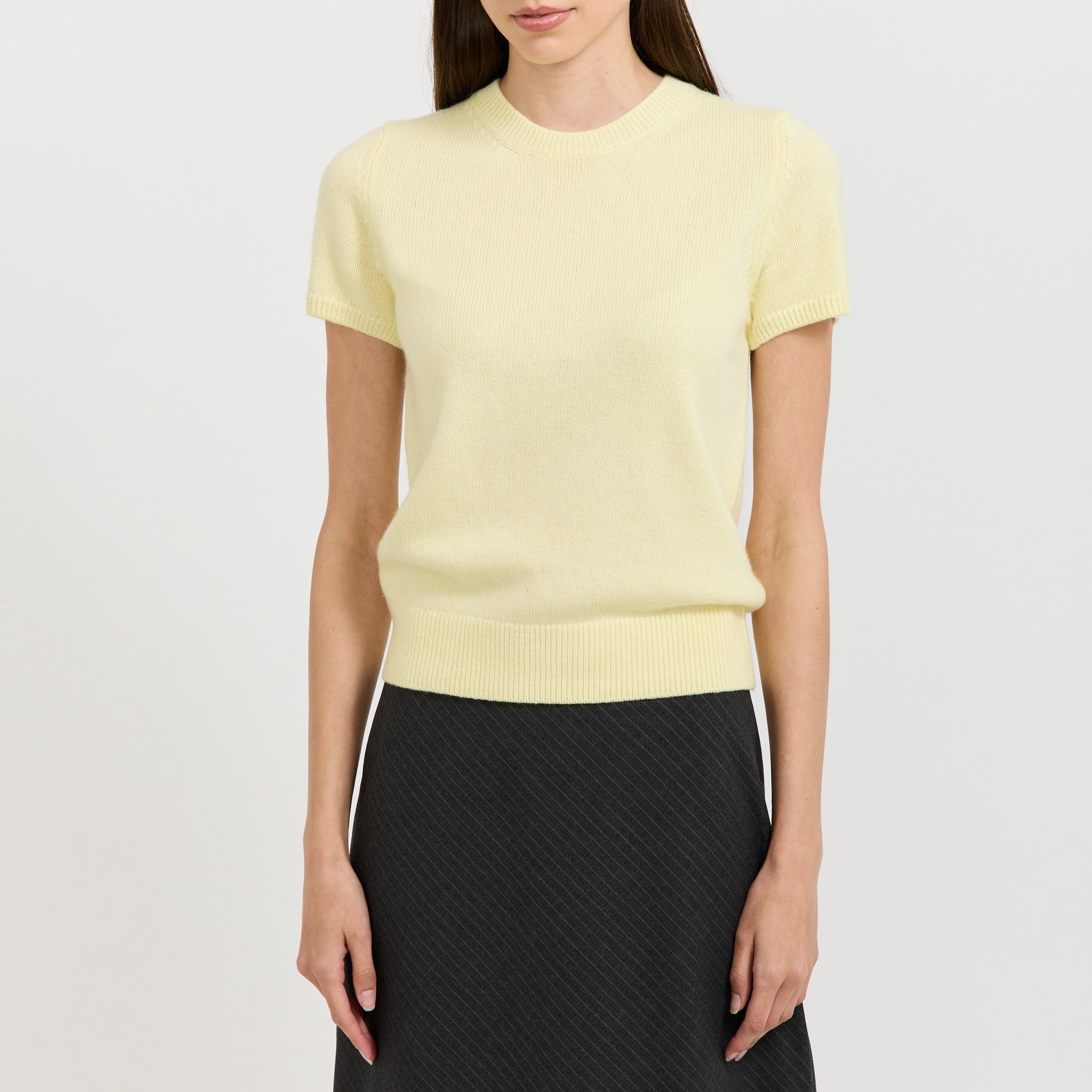 Half Sleeve Knit Top Lemon Butter