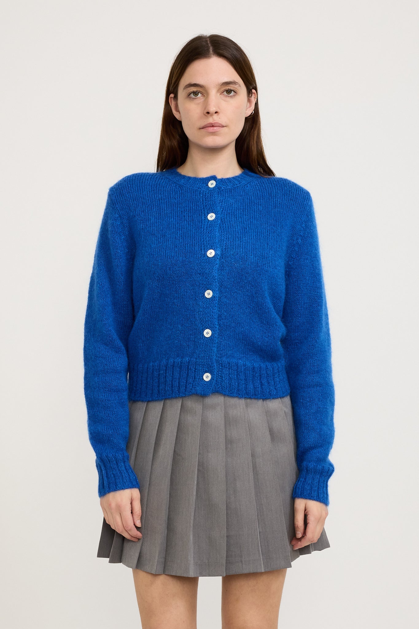 Dunst | Unisex Crewneck Knit Cardigan Blue | Maplestore