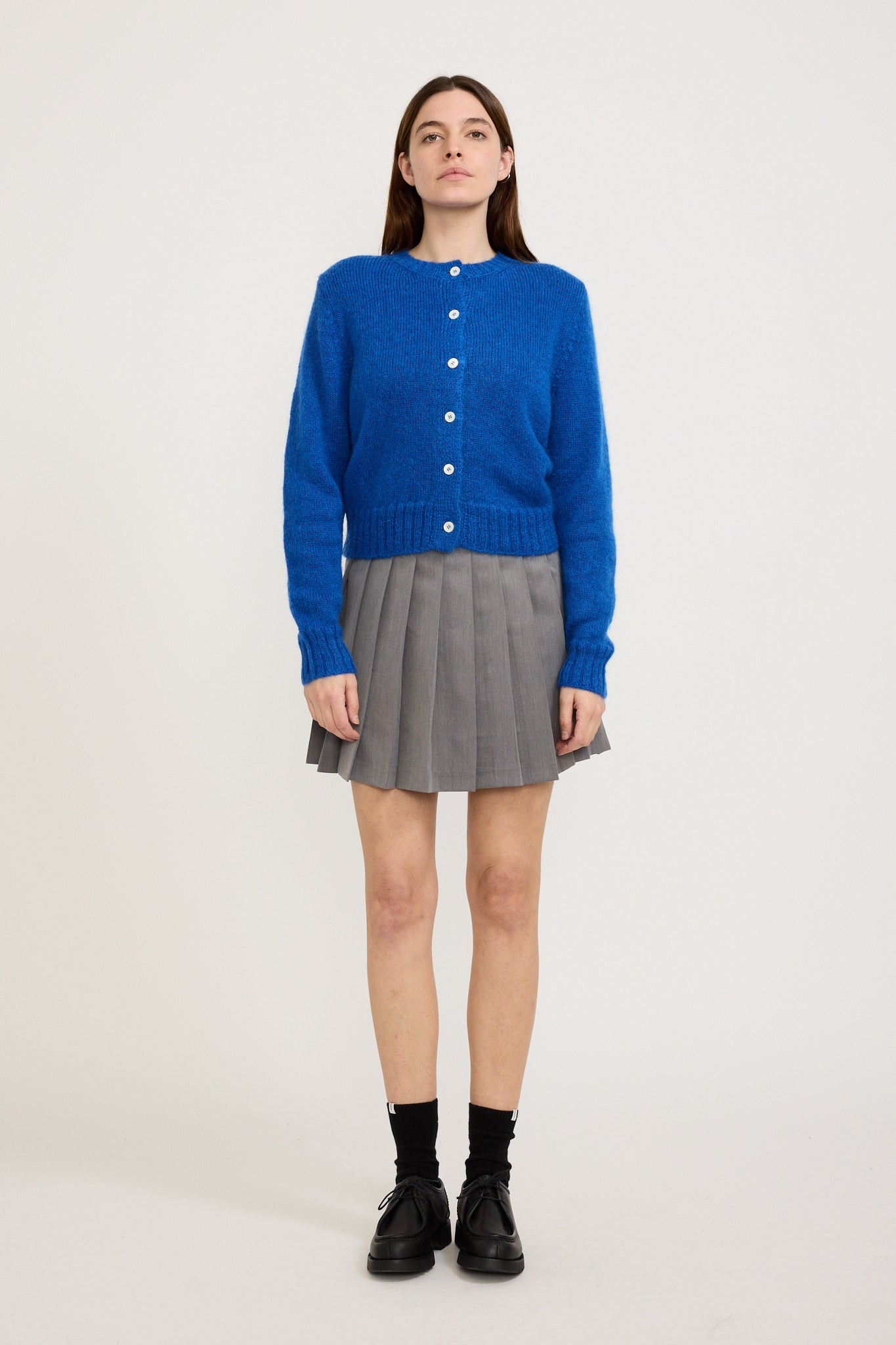 Dunst | Unisex Crewneck Knit Cardigan Blue | Maplestore