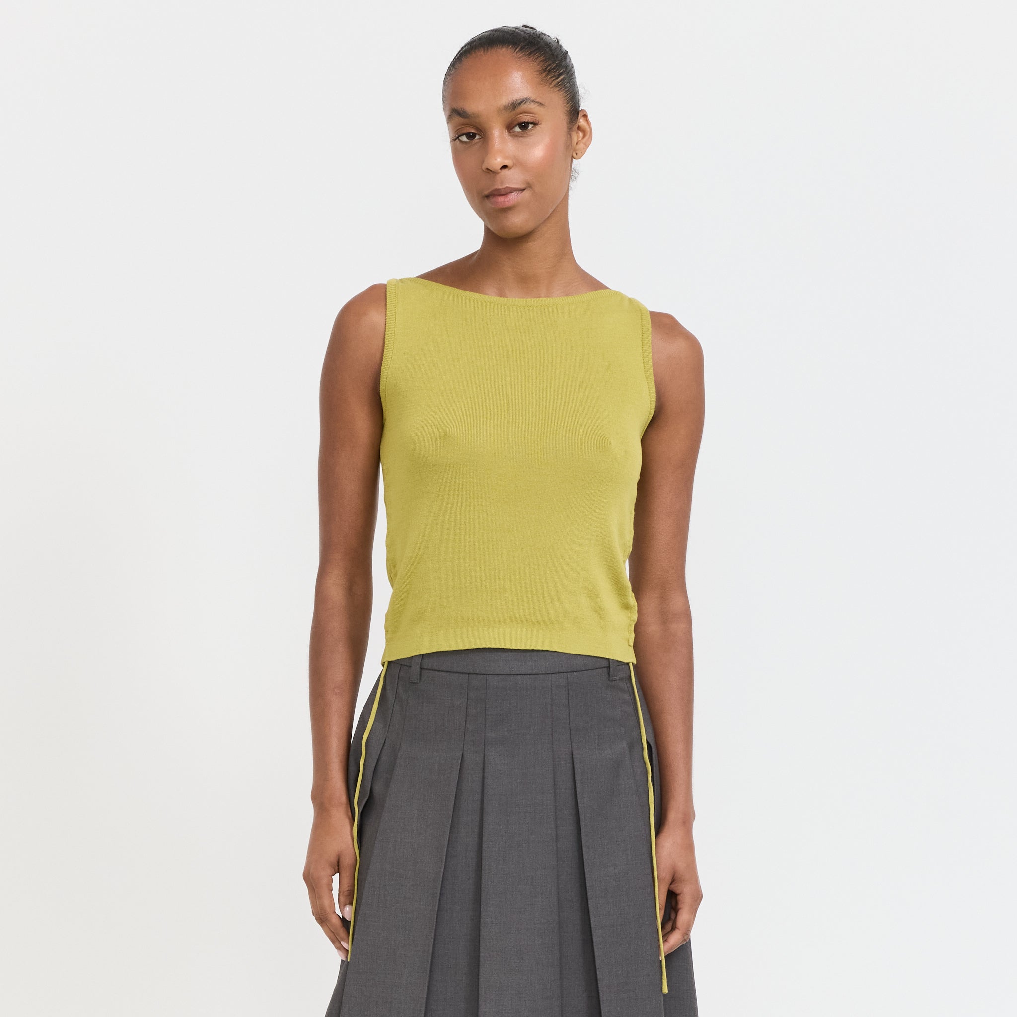 Layering Knit Top Olive Green
