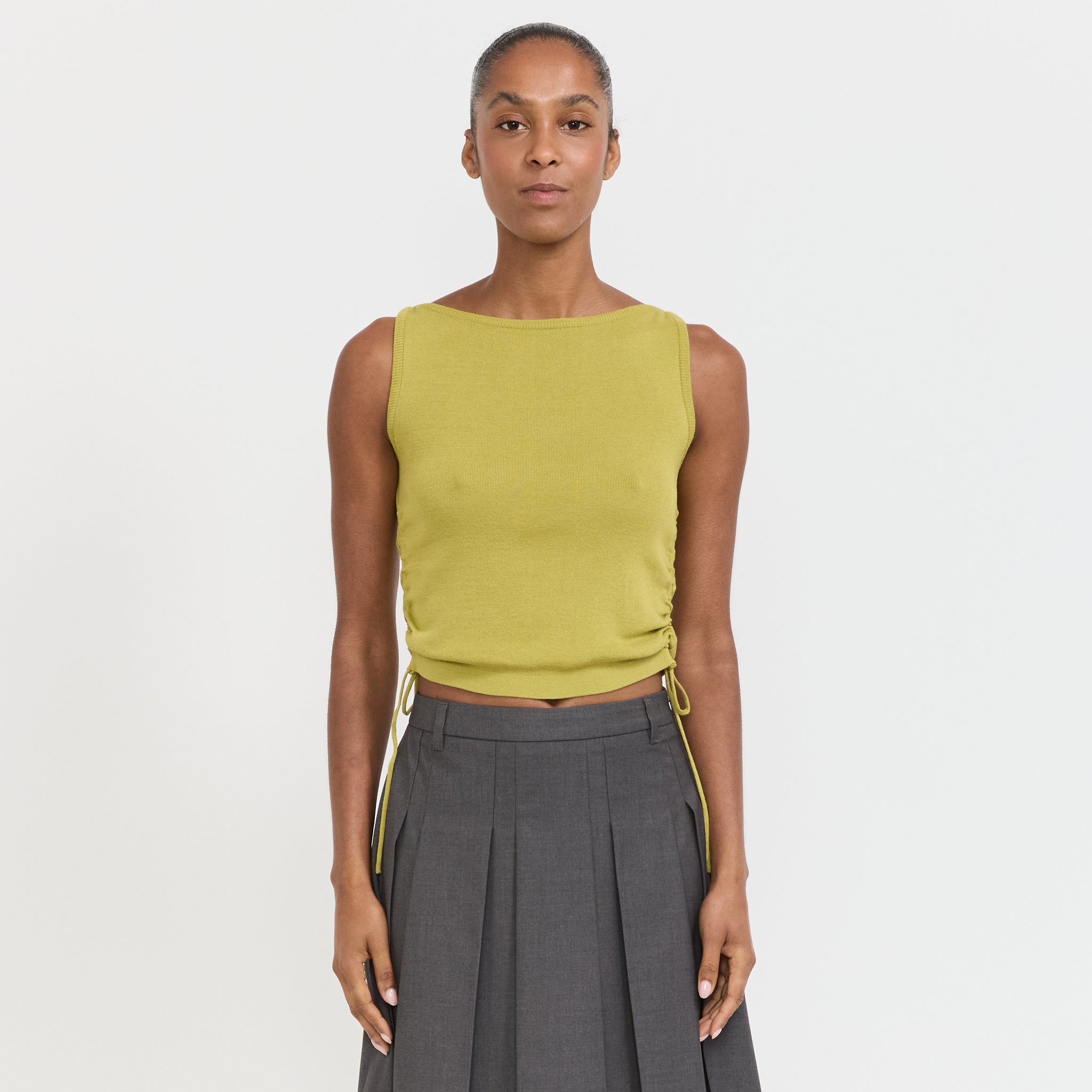 Layering Knit Top Olive Green