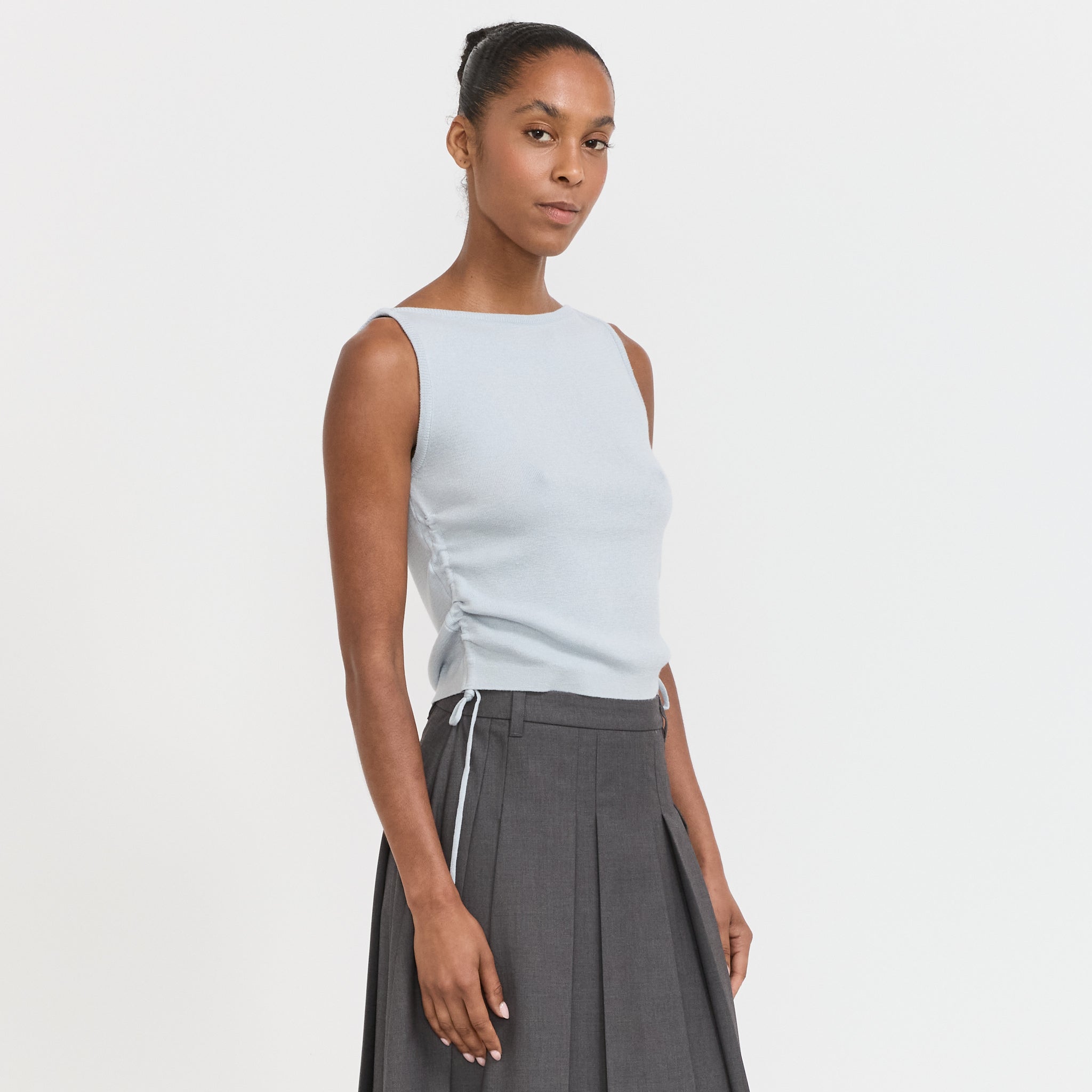 Layering Knit Top Soft Blue