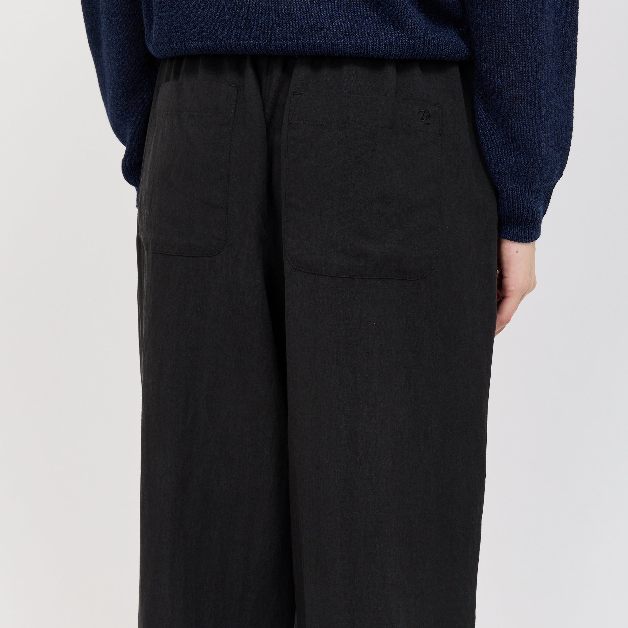 Linen String Slacks Black