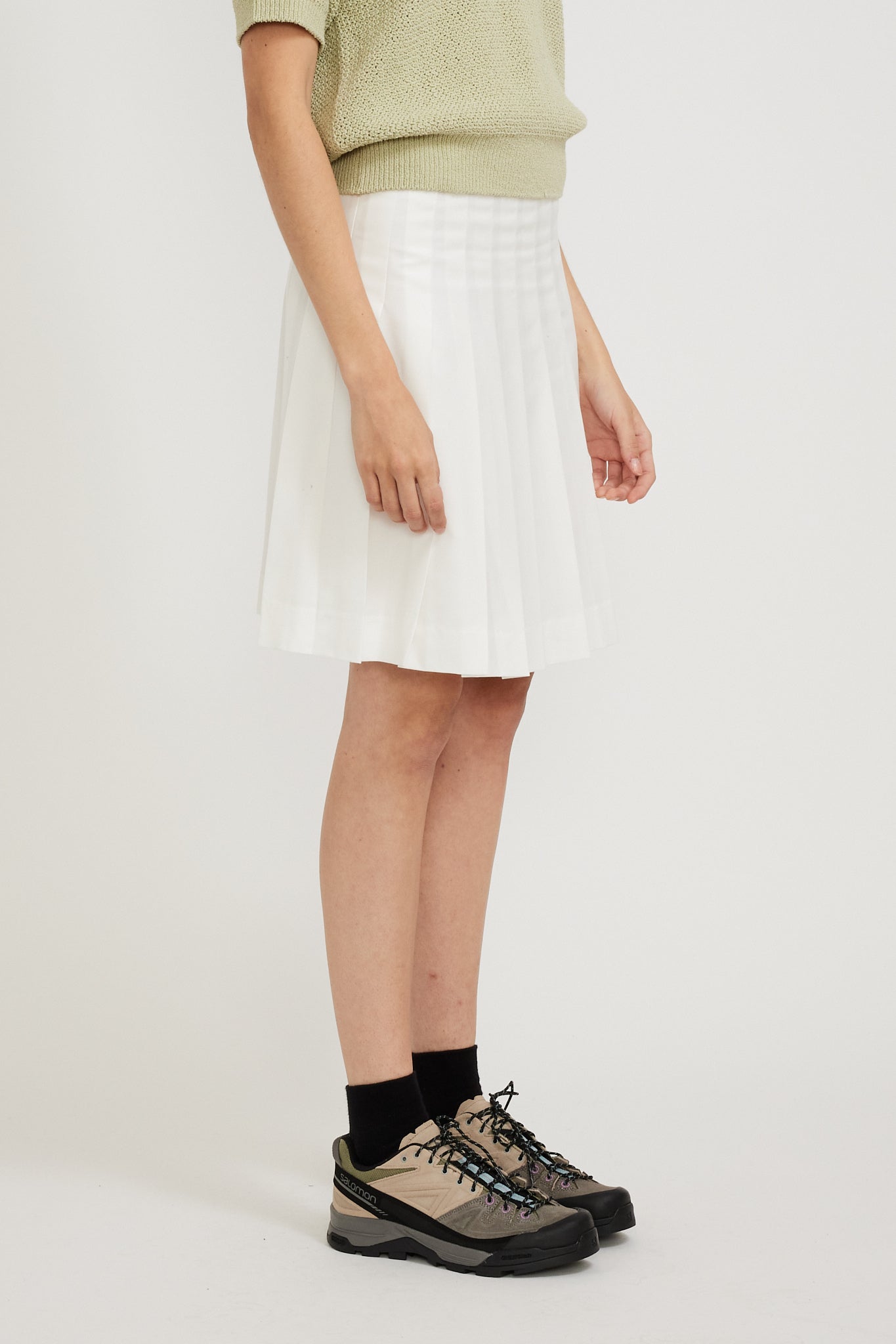 Dunst | Midi Pleats Skirt White | Maplestore