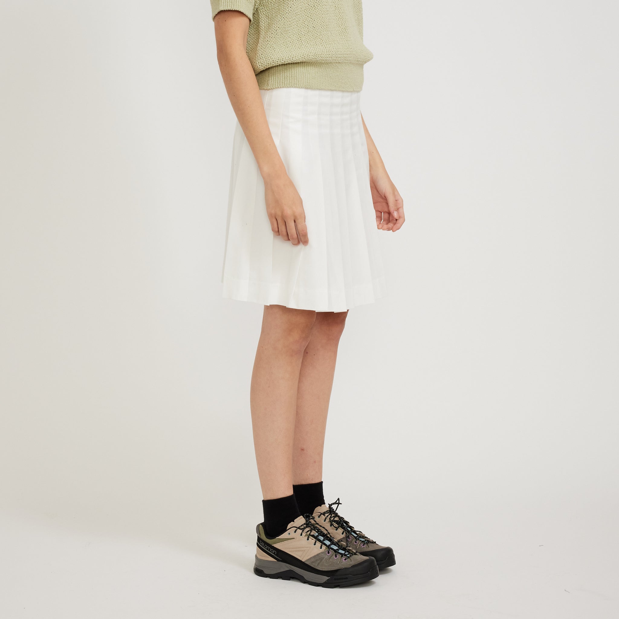 Midi Pleats Skirt White