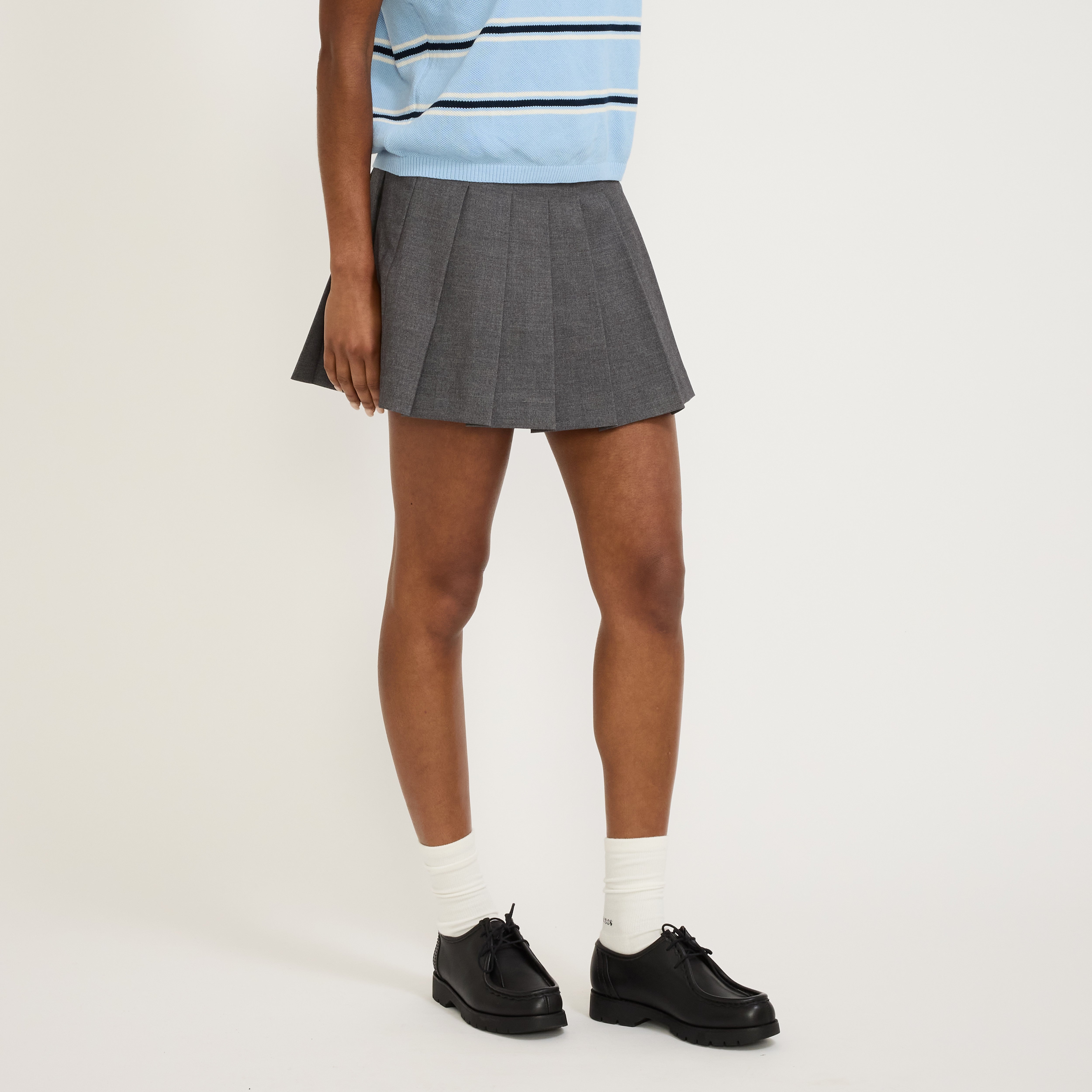 Mini Pleats Skirt Melange Grey