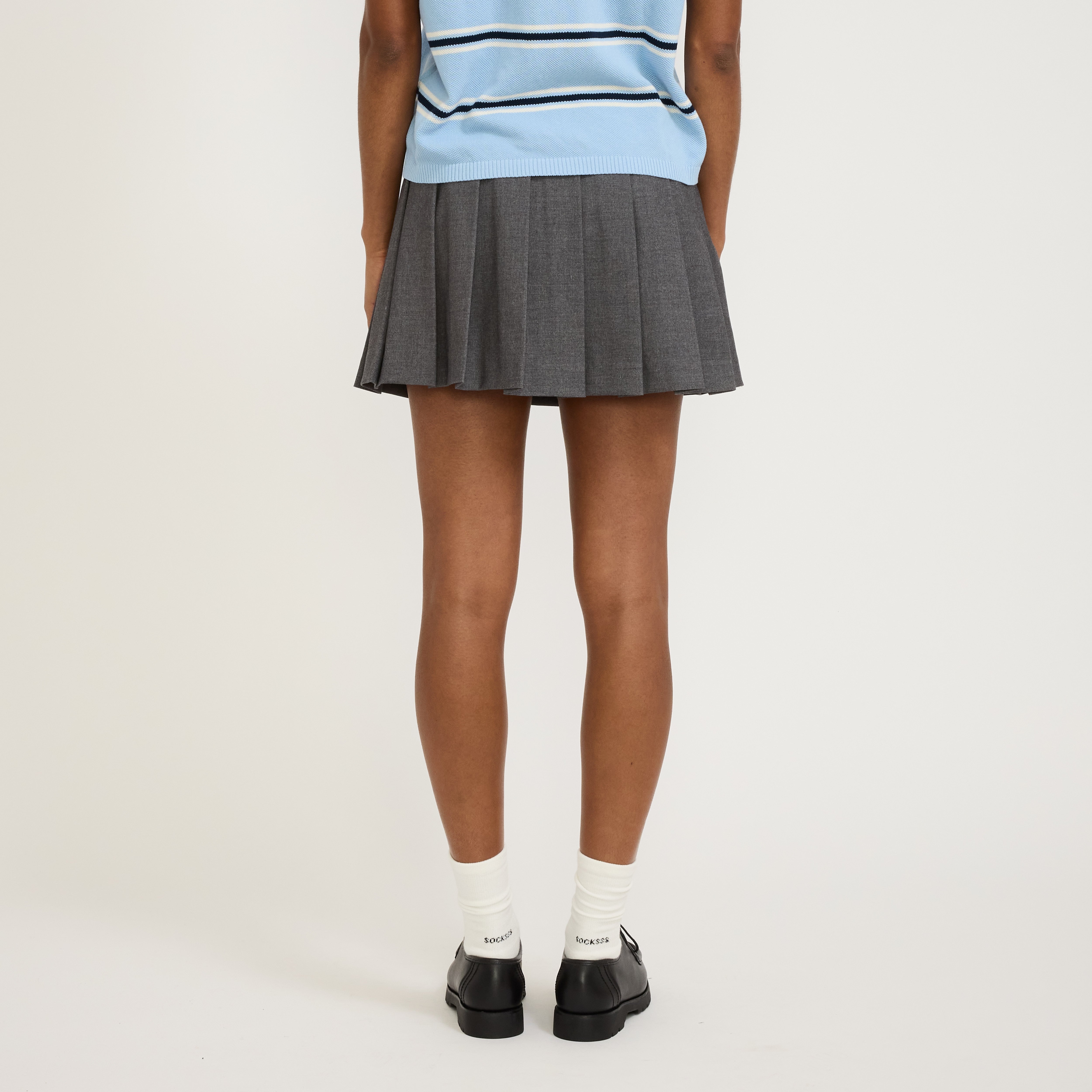 Mini Pleats Skirt Melange Grey
