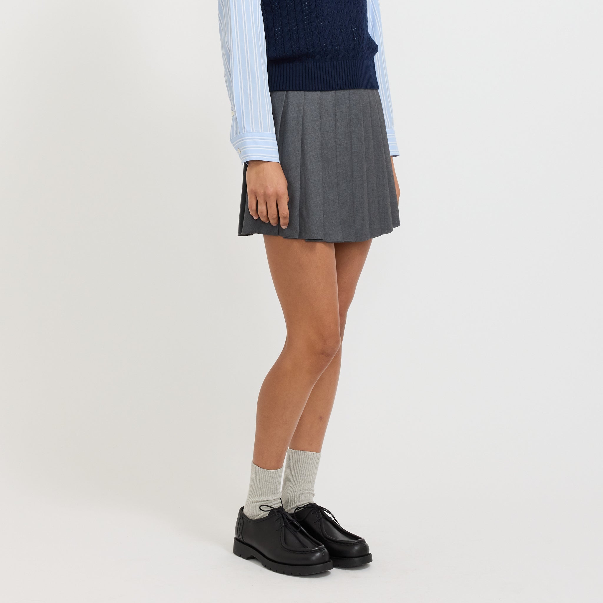 Mini Pleats Skirt Charcoal Grey
