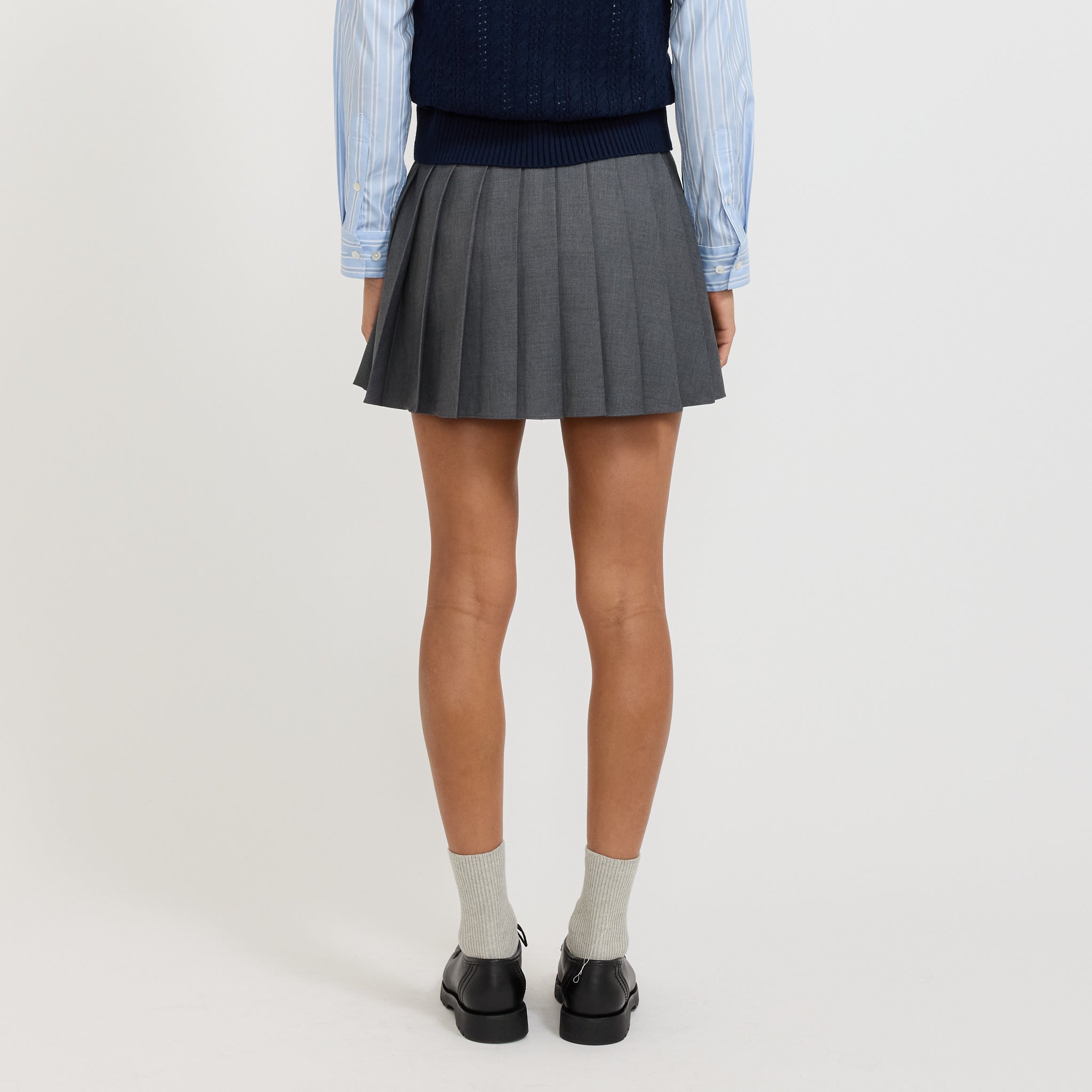 Mini Pleats Skirt Charcoal Grey