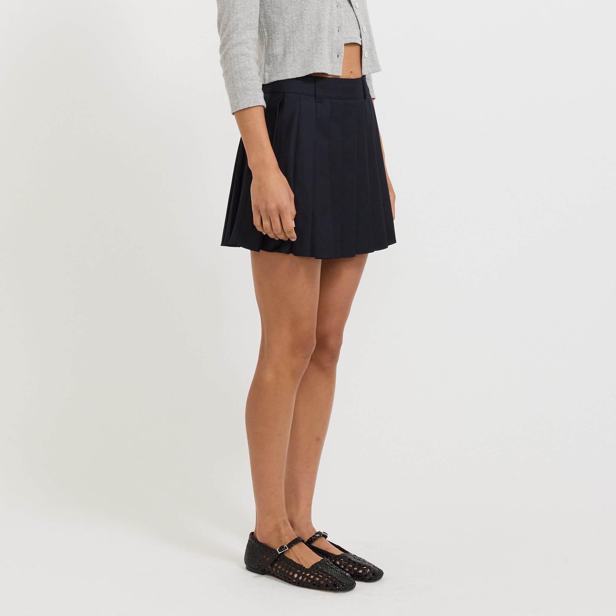 Mini Pleats Skirt Navy