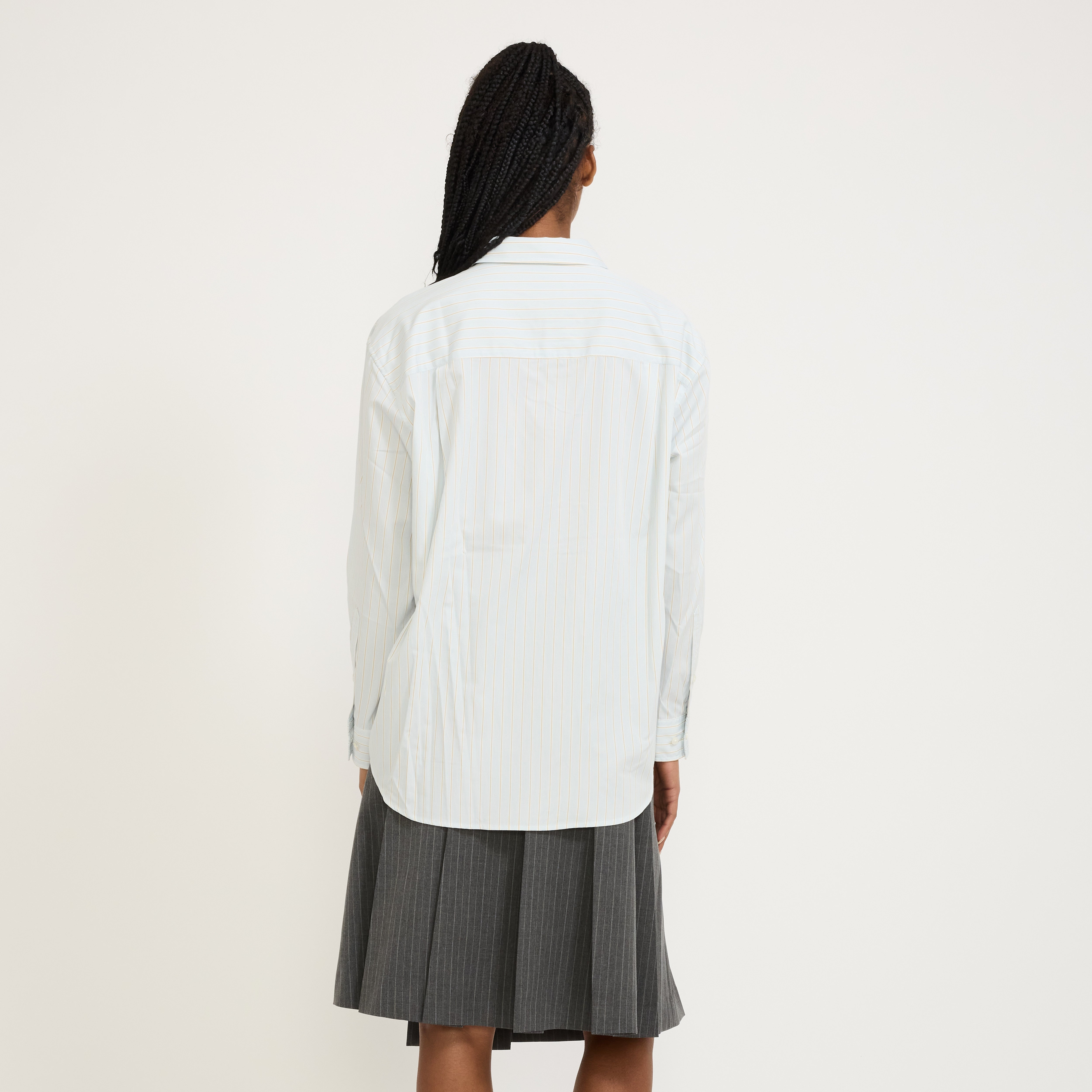 Unisex Striped Oversized Shirt Misty Blue Stripe