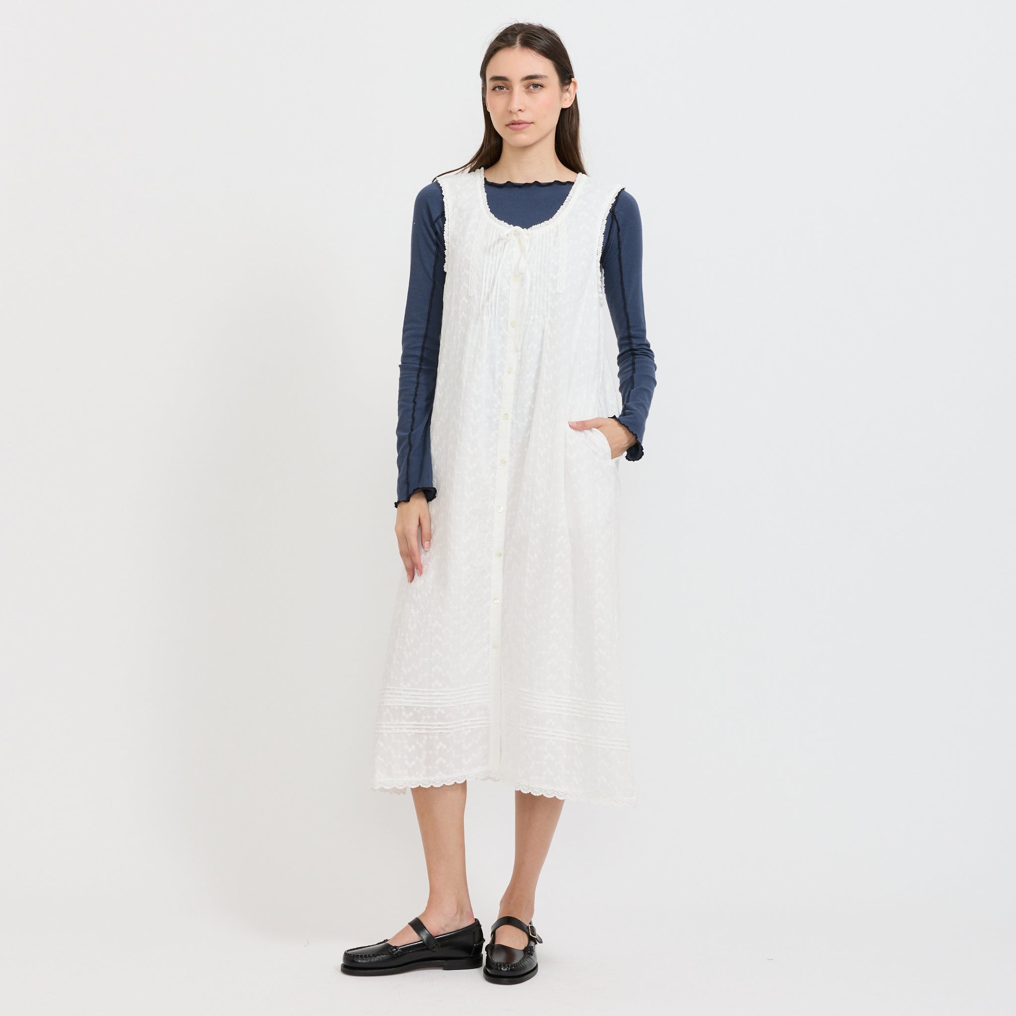 Needlework Babydoll Dress White