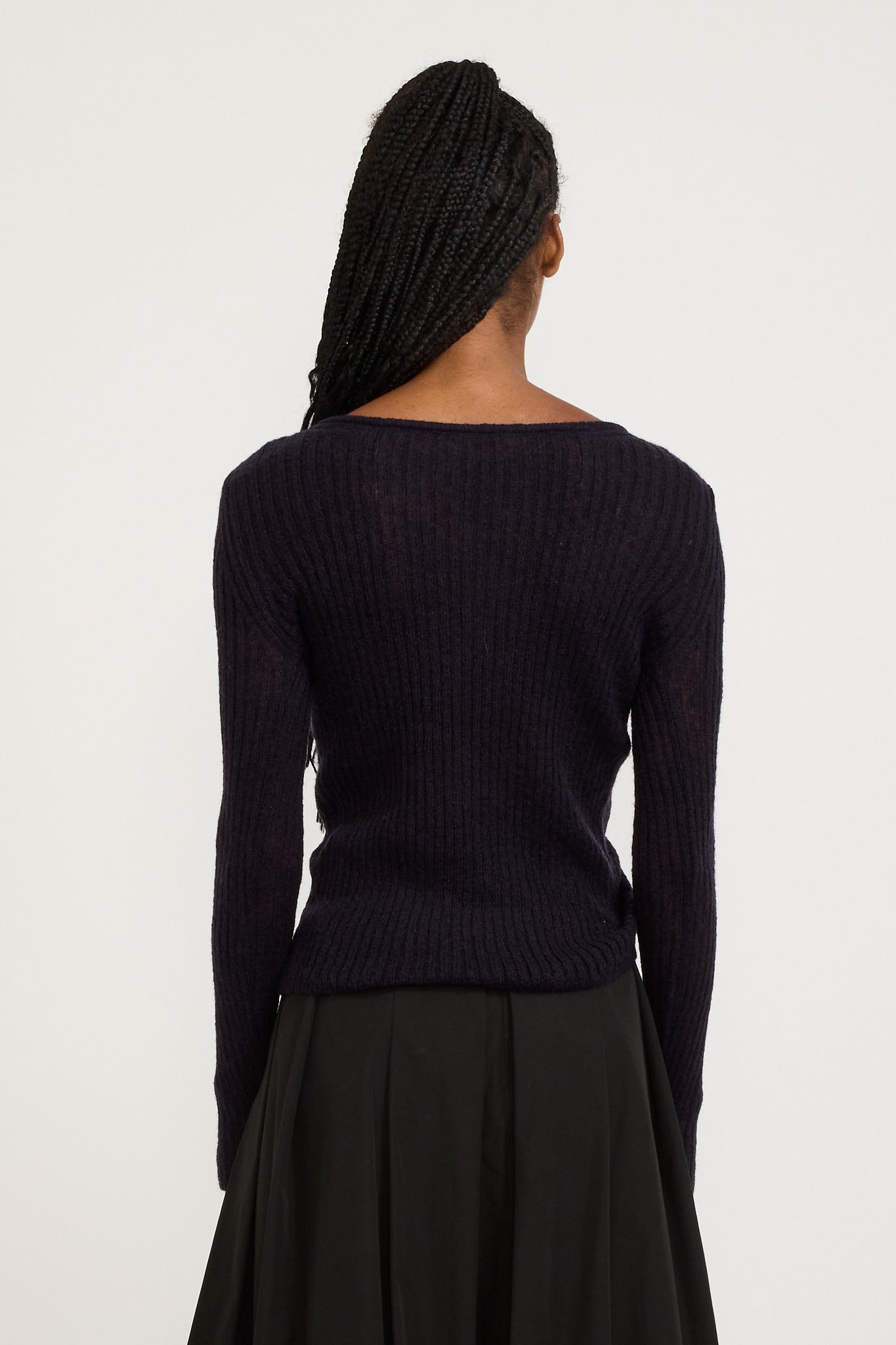 Shirring Knit Top Navy