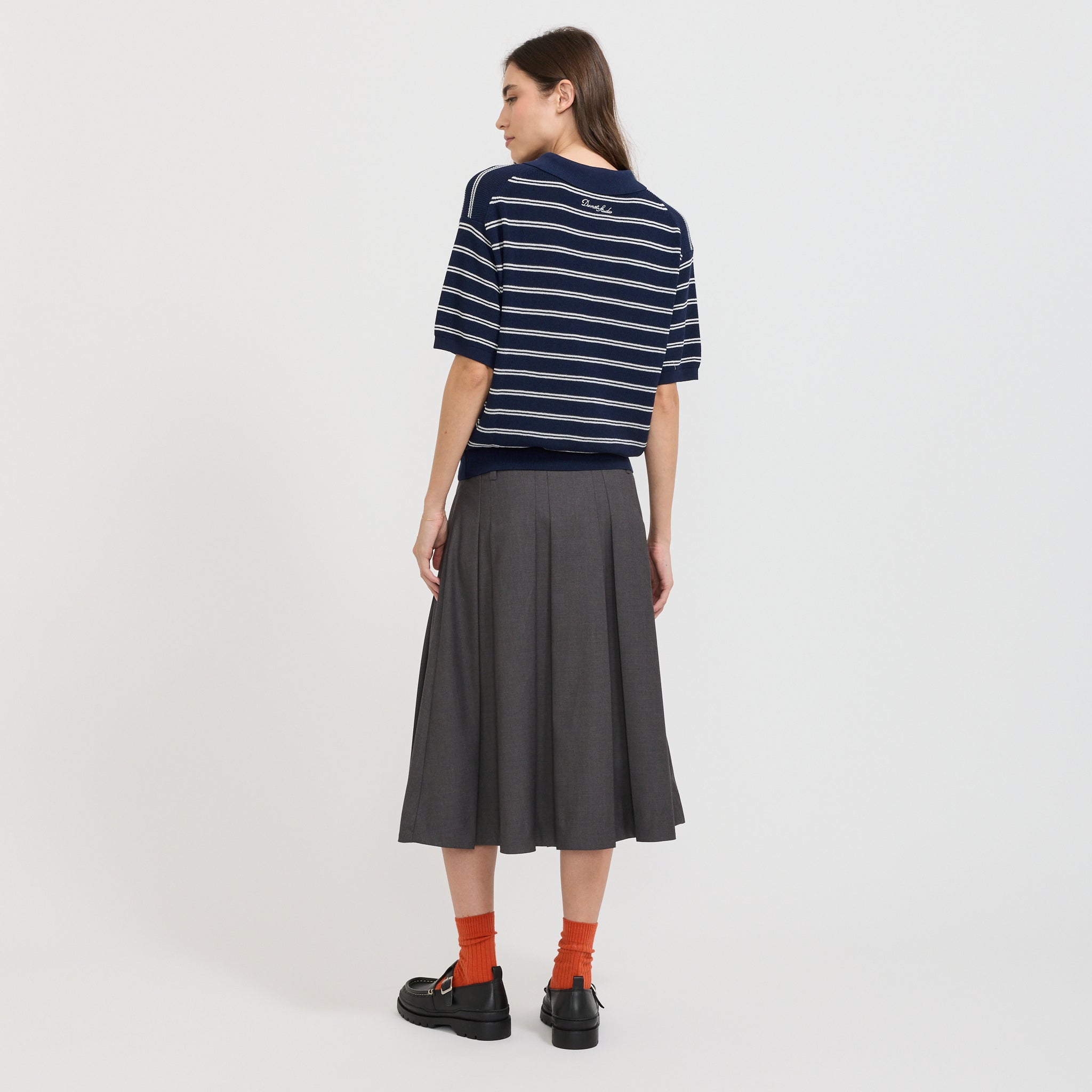 Dunst | Unisex Striped Polo Knit Navy | Maplestore