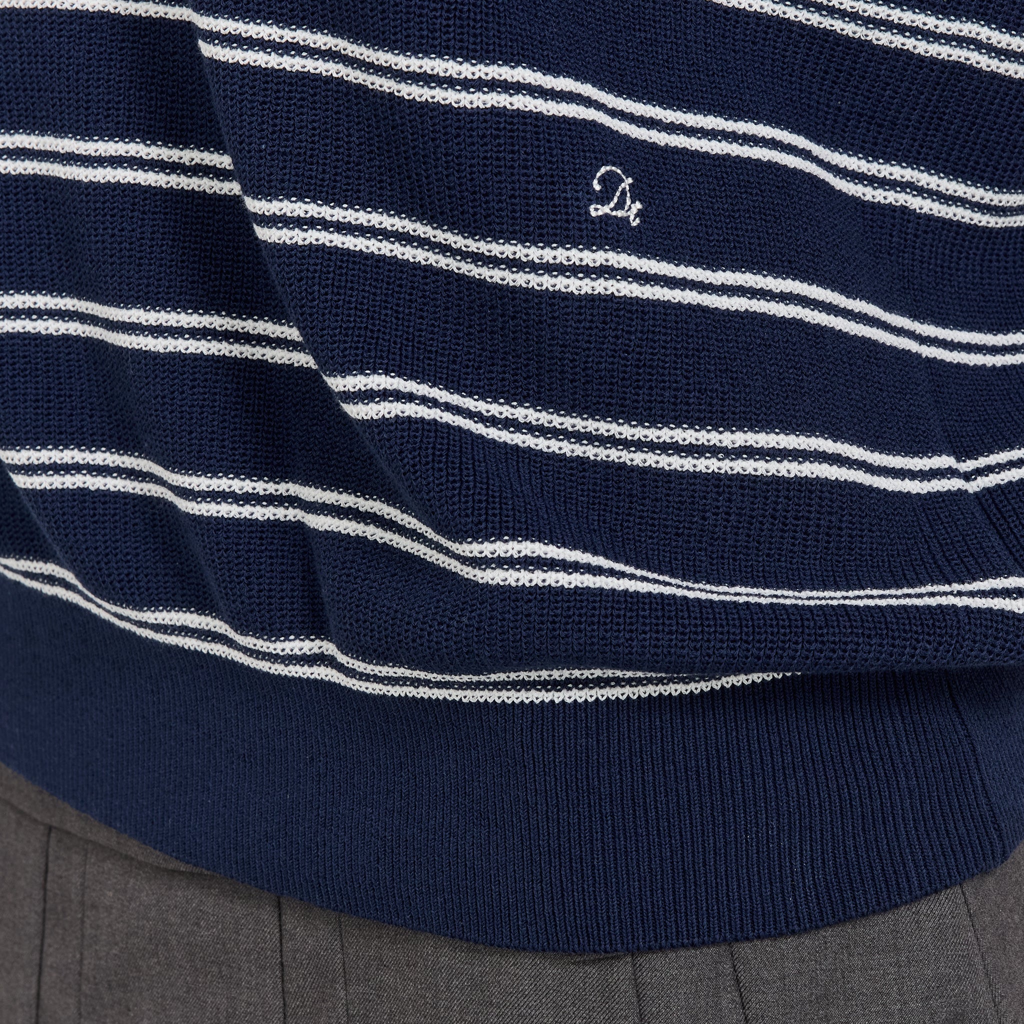 Dunst | Unisex Striped Polo Knit Navy | Maplestore