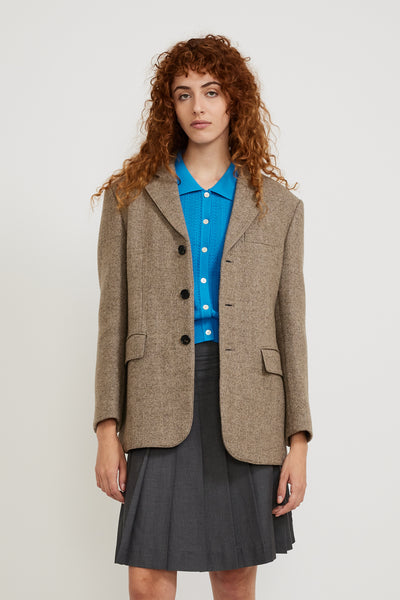 Dunst | 3 Button Heavy Wool Jacket Beige Herringbone | Maplestore