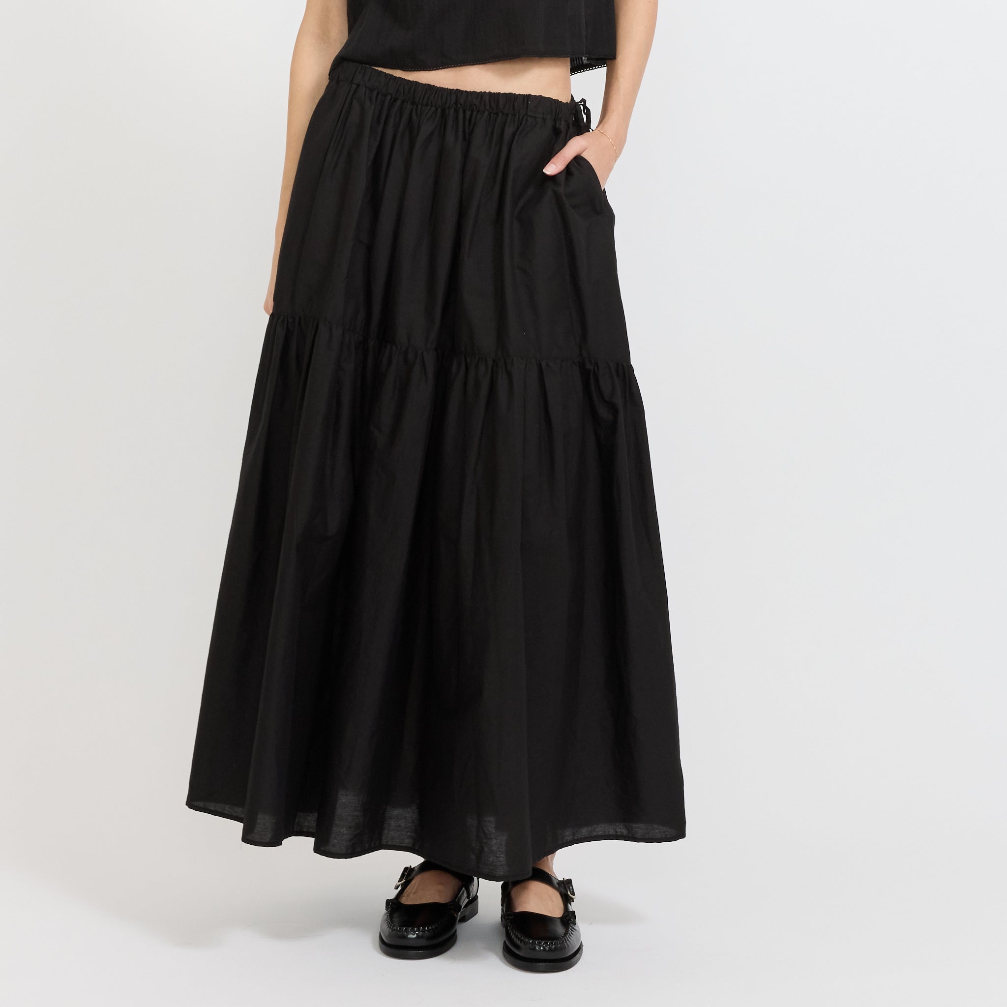 Tiered Maxi Skirt Black