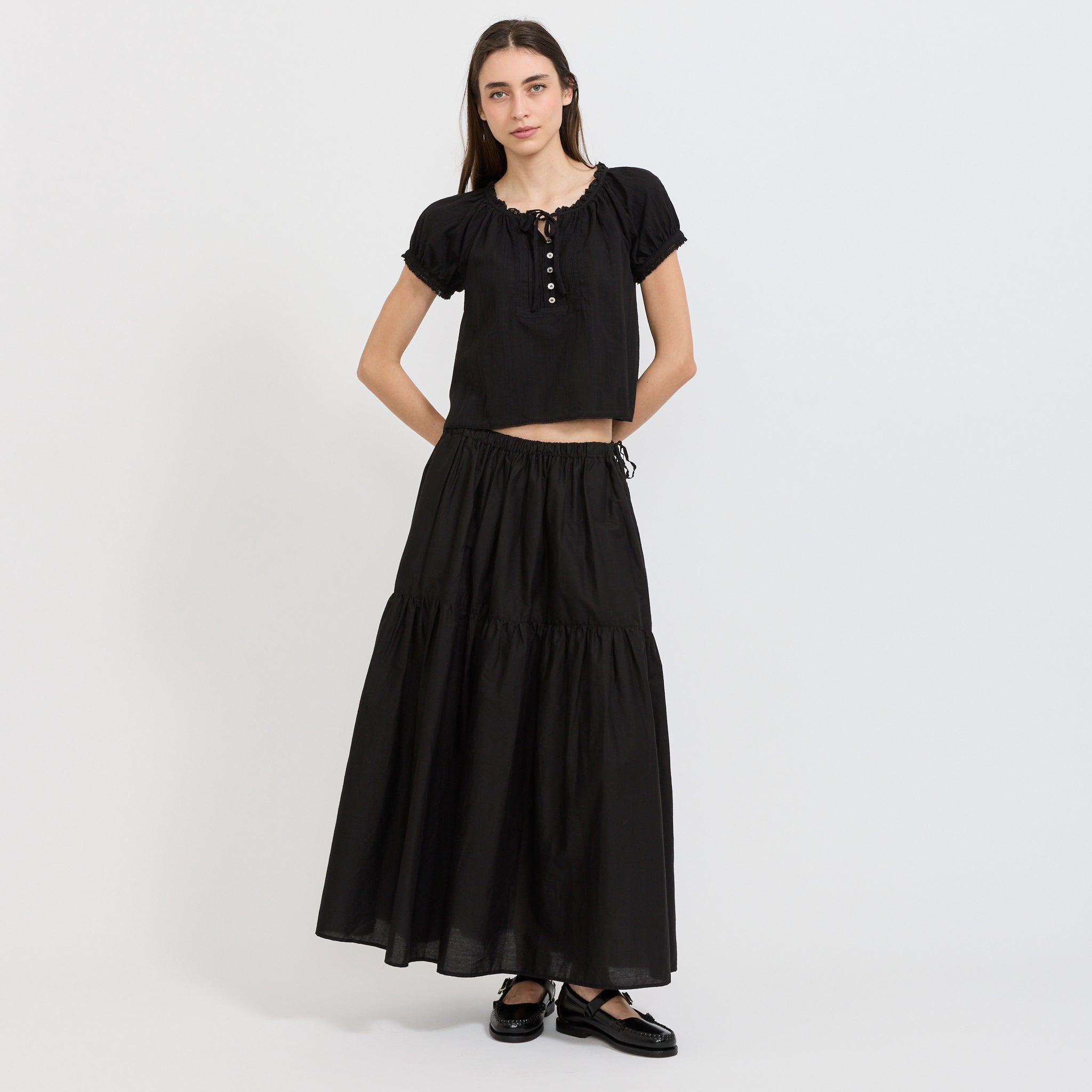 Tiered Maxi Skirt Black