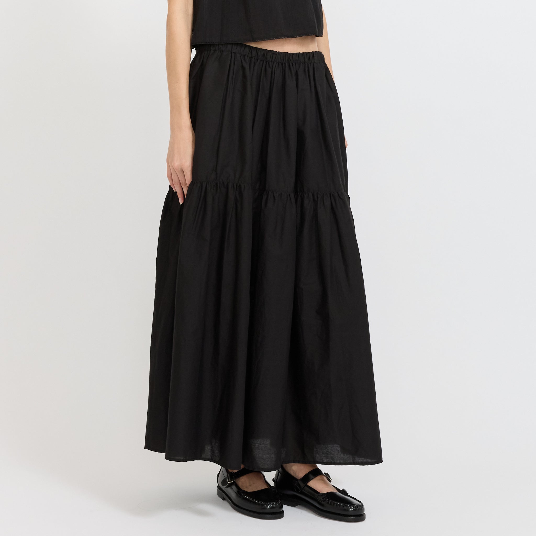 Tiered Maxi Skirt Black