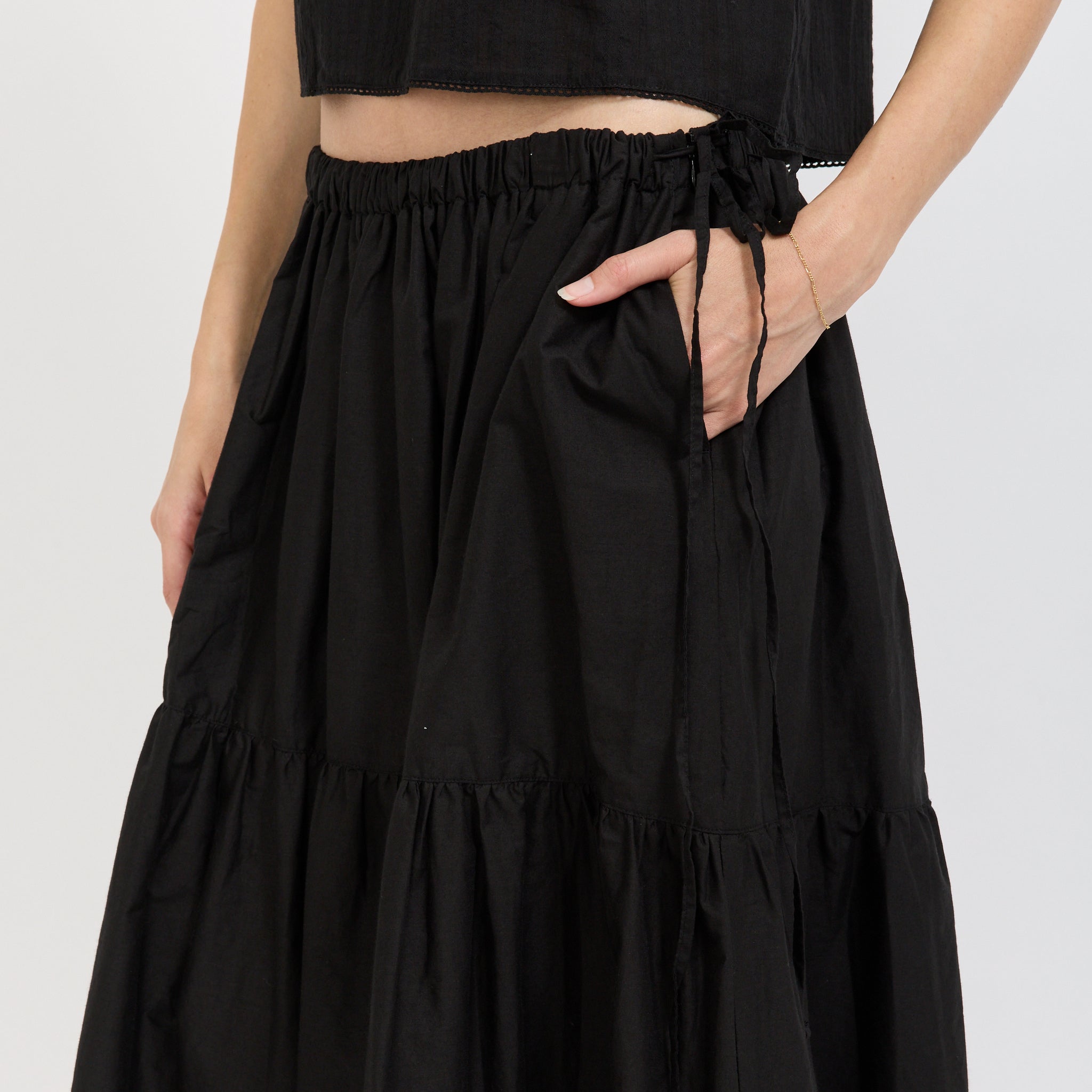 Tiered Maxi Skirt Black