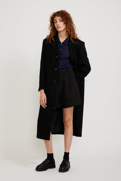 Dunst | 2-Way 3 Button Boucle Wool Coat Black | Maplestore