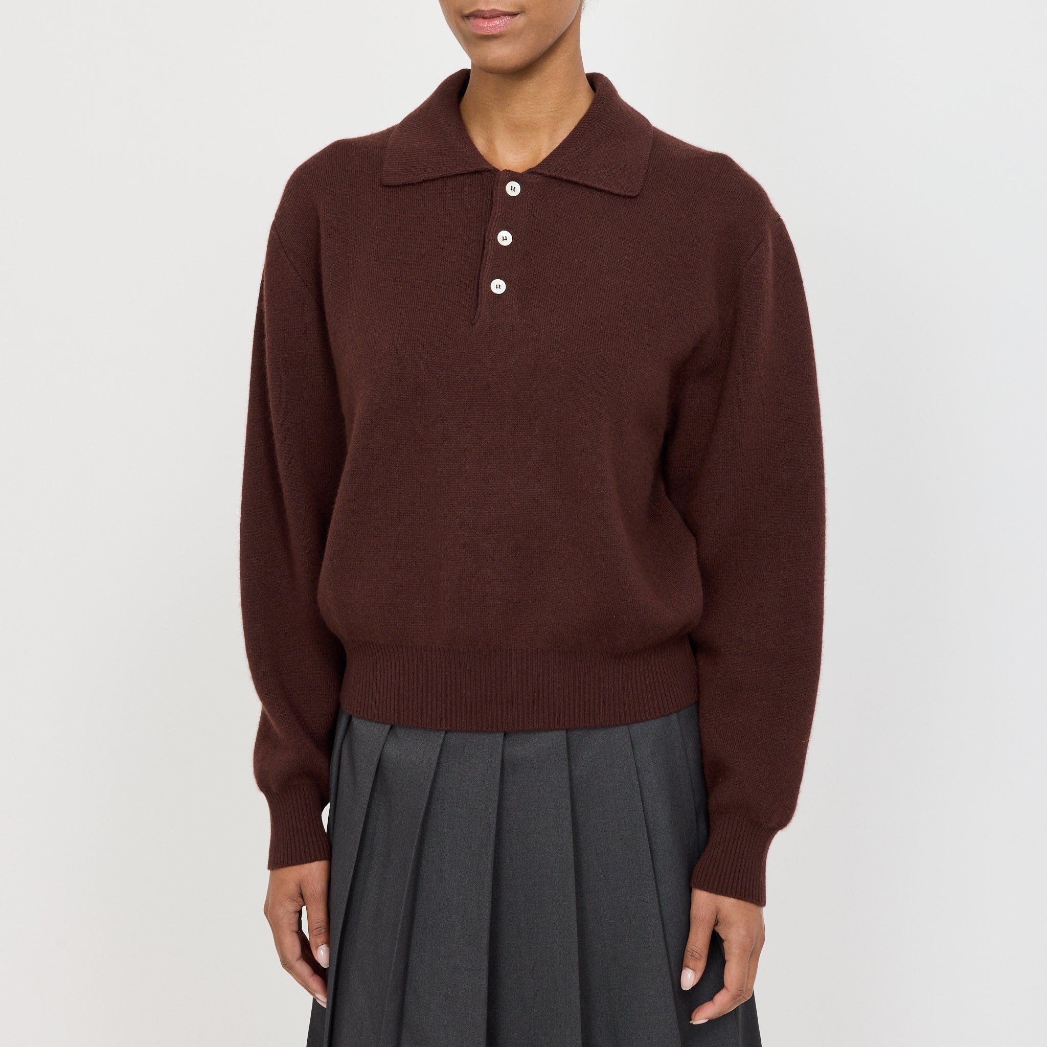 Dunst | Unisex Cashmere Collared Sweater Brown | Maplestore