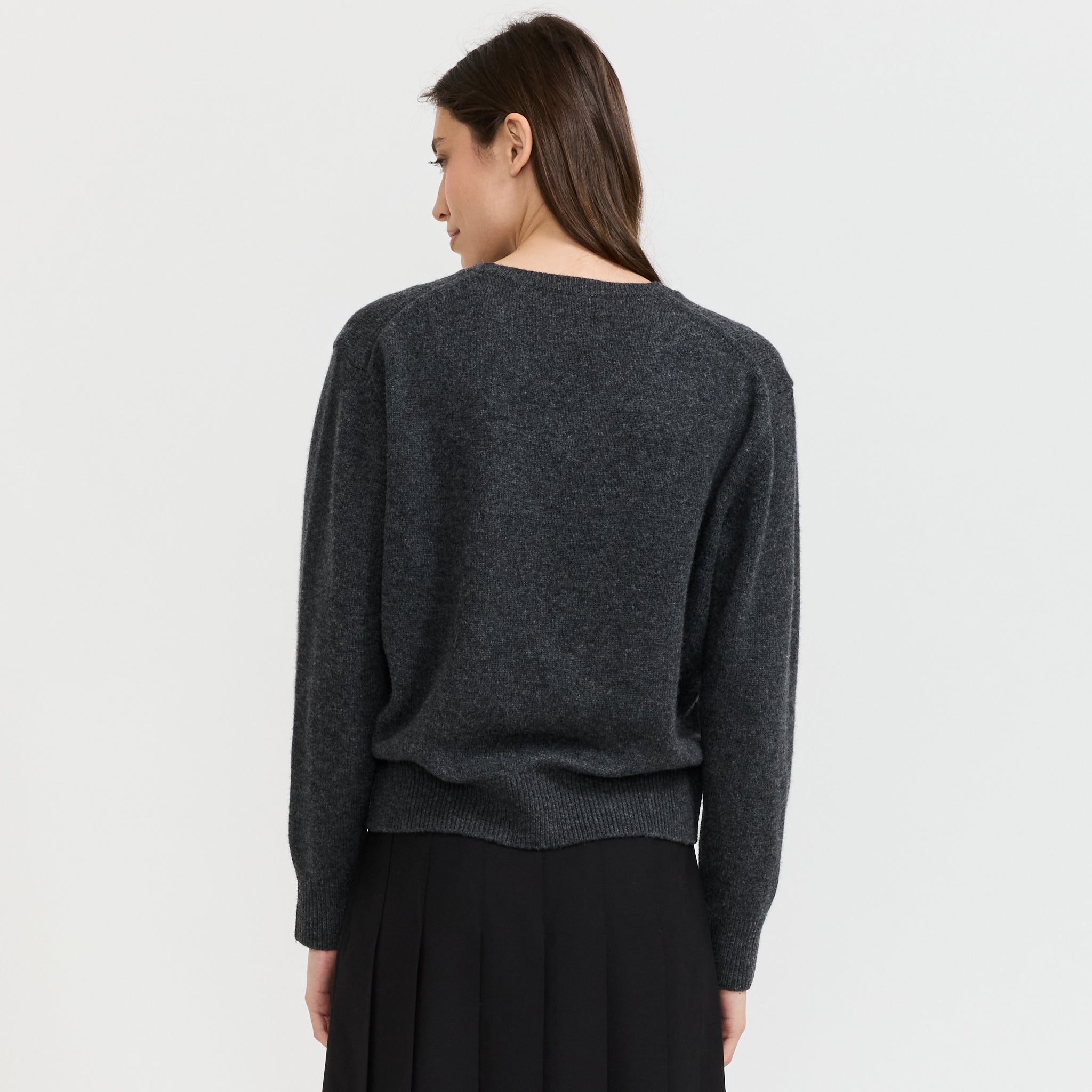Unisex Cashmere V-Neck Sweater Charcoal Grey