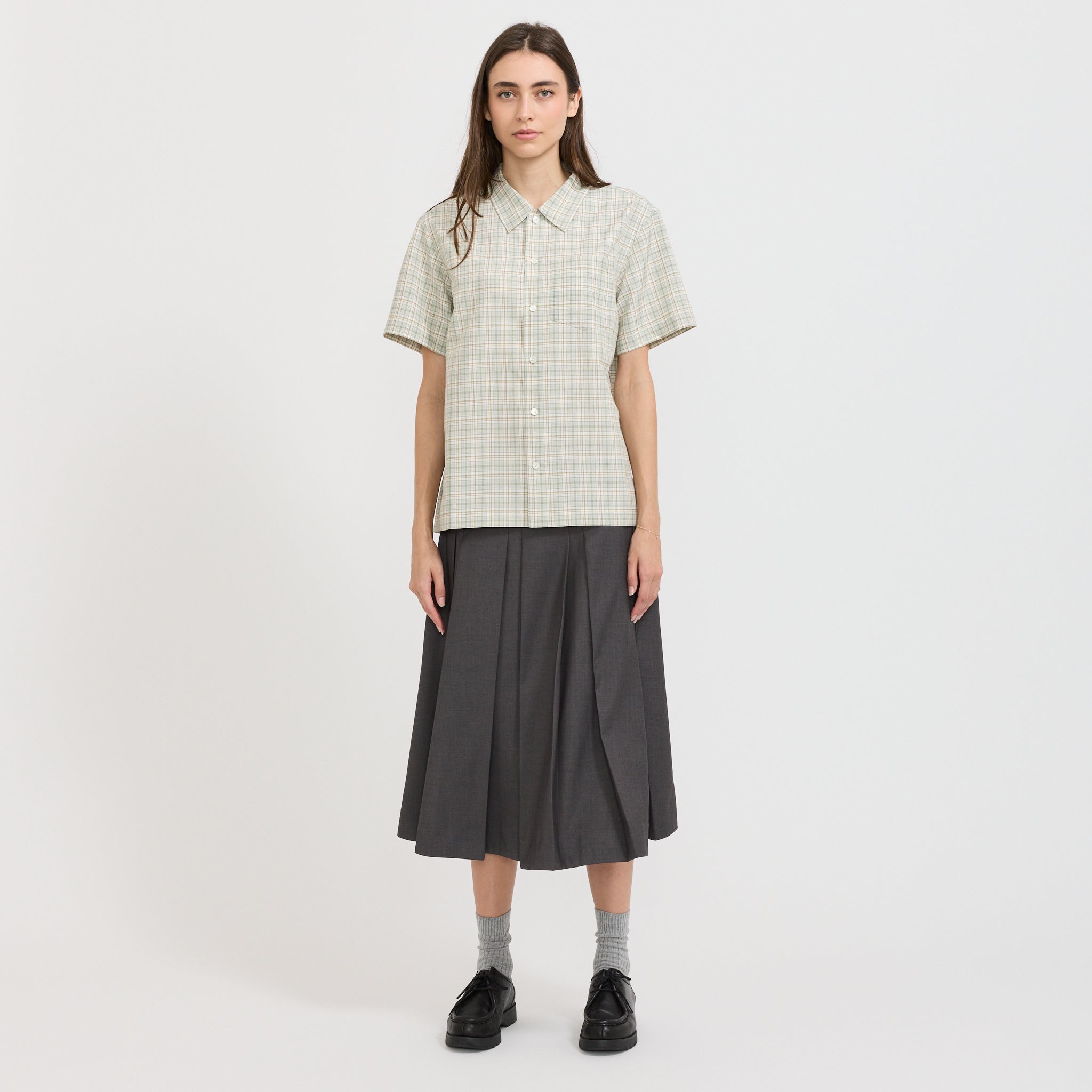 Dunst | Unisex Holiday Checked Shirt Olive Check | Maplestore