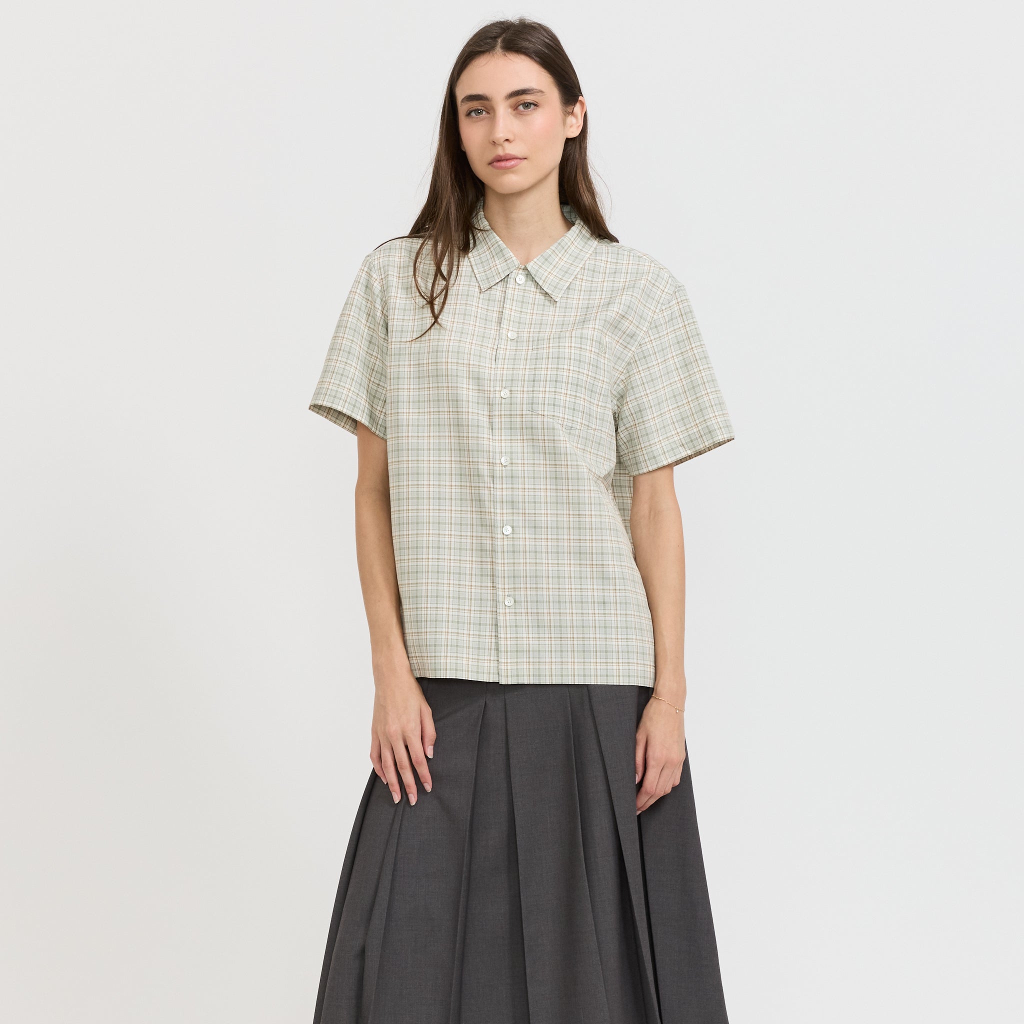 Dunst | Unisex Holiday Checked Shirt Olive Check | Maplestore