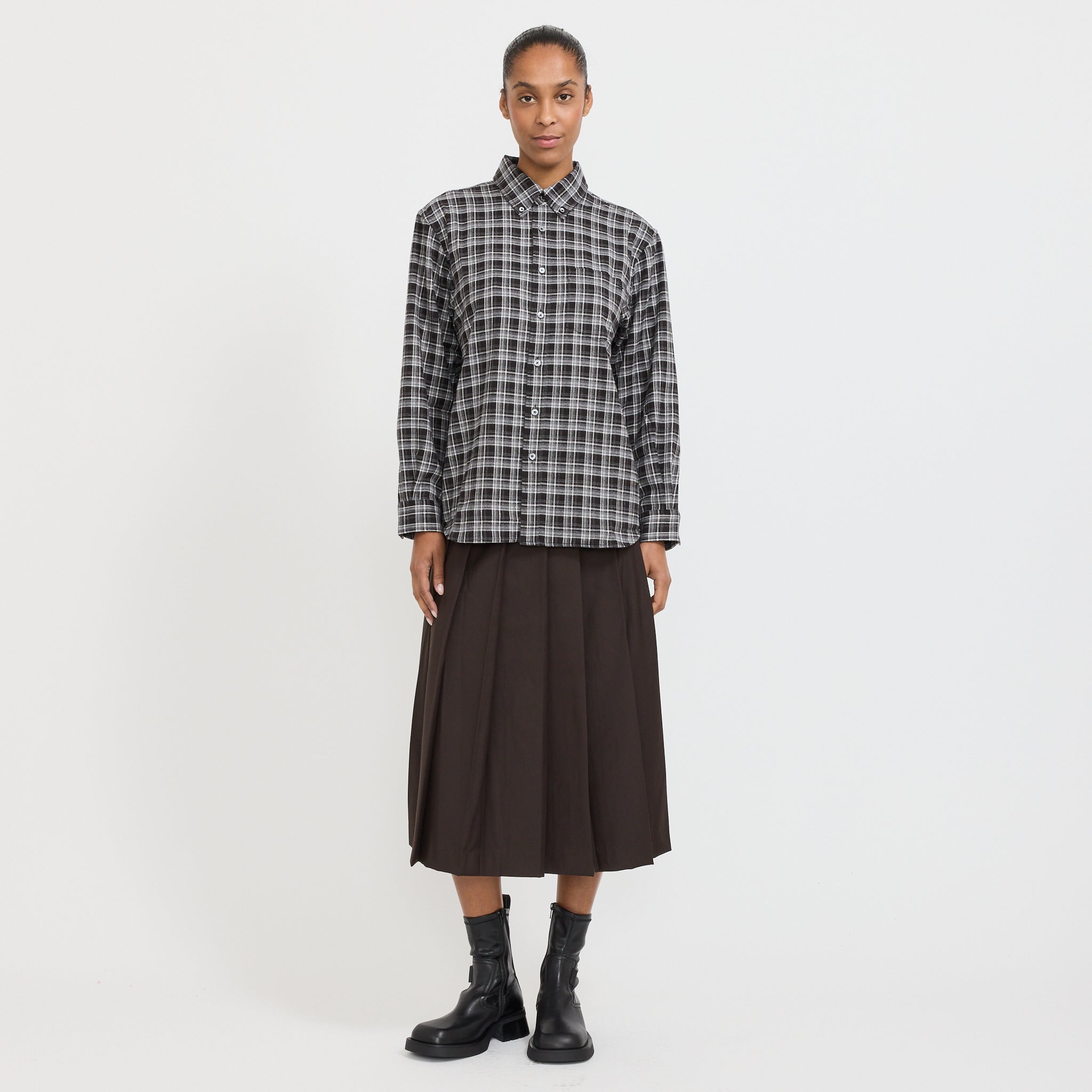 Dunst | Unisex Check Flannel Shirt Black Check | Maplestore